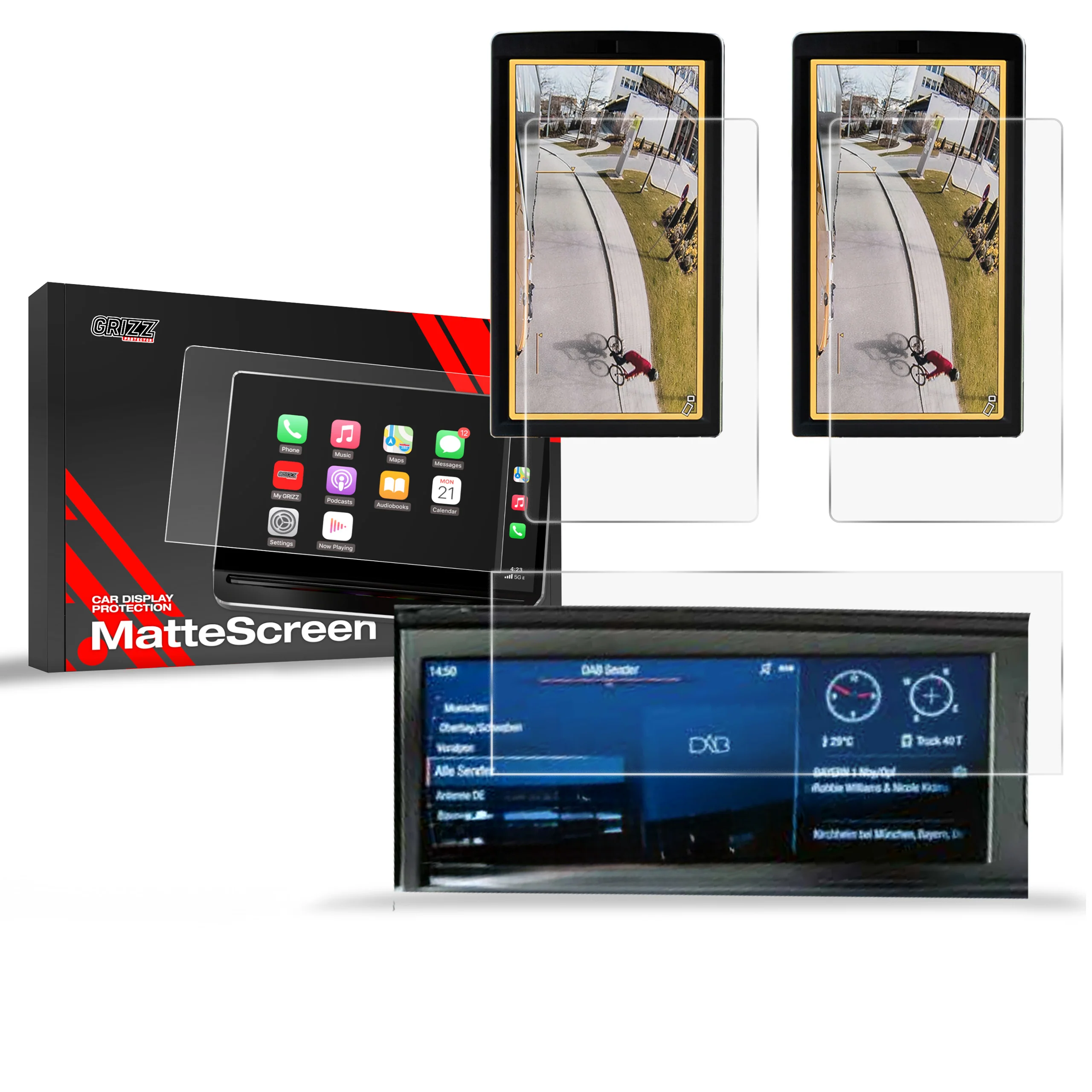 Matte Autodisplayfolie 3in1 für MAN TGM 12,3", Grizz Protector