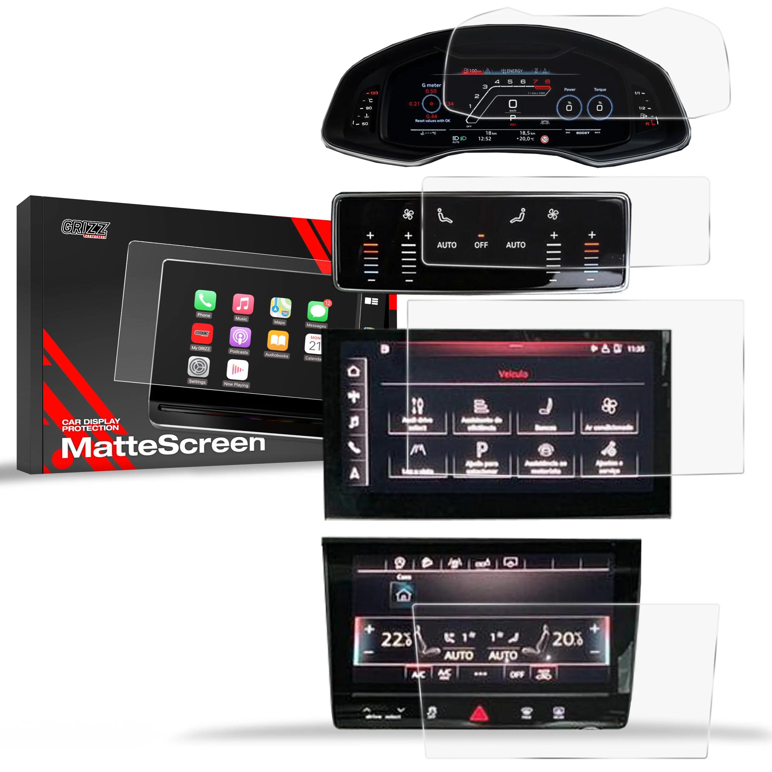 Matte Autodisplayfolie 4in1 für Audi Q7 (2019-2025), Grizz Protector
