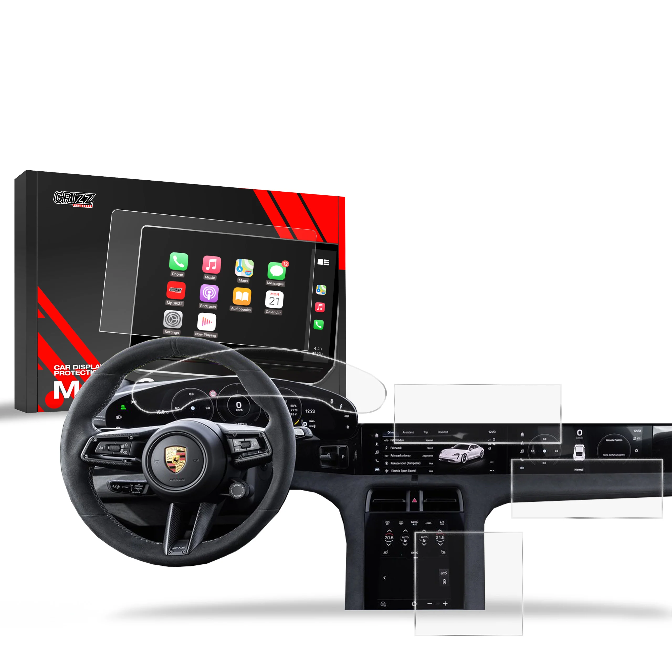 Matte Autodisplayfolie 4in1 für Porsche Taycan (2019-2025), Grizz Protector