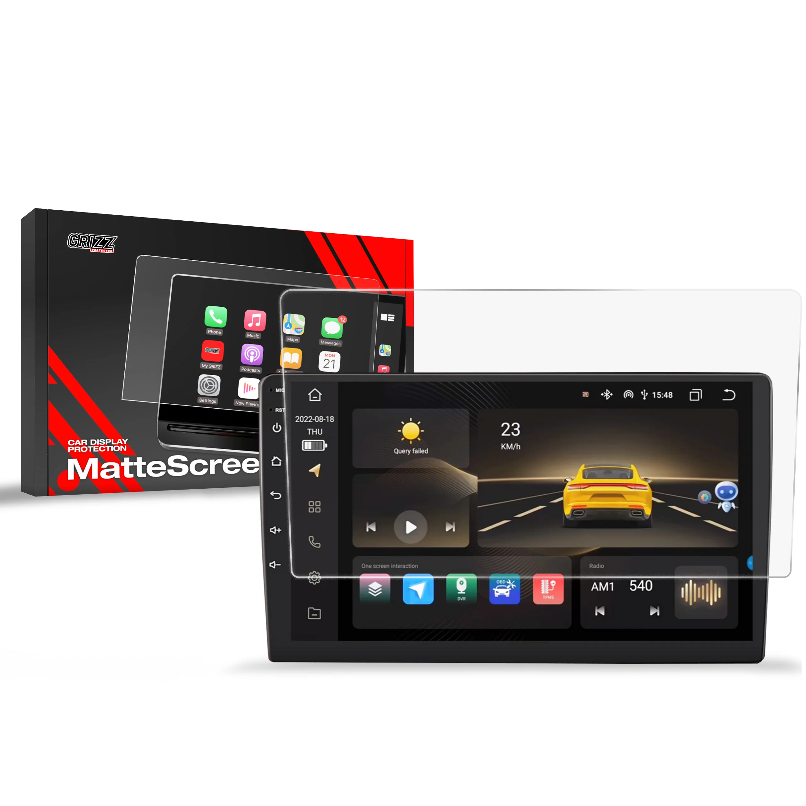 Matte Autodisplayfolie für Android Radio, Grizz Protector