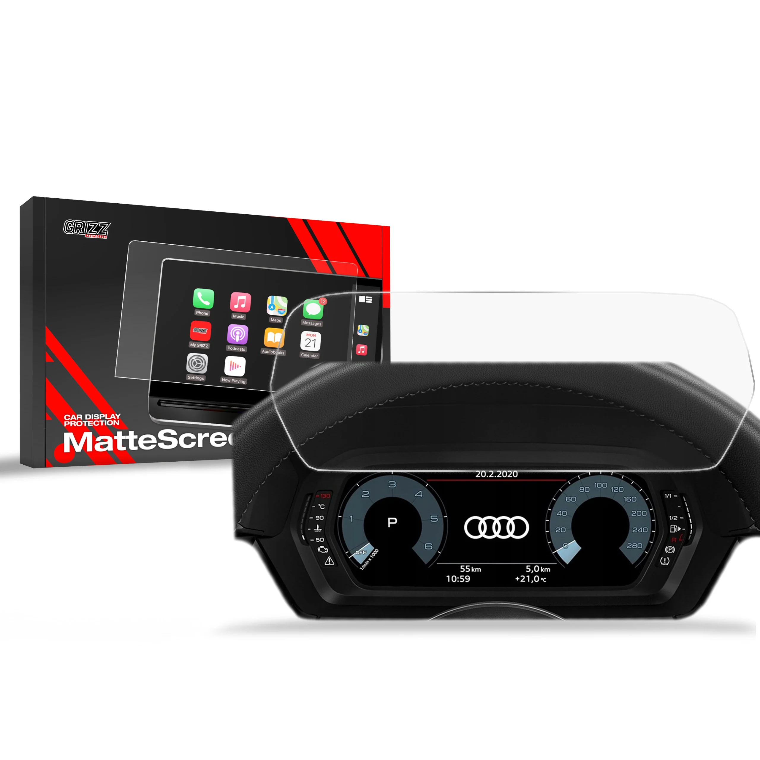 Matte Autodisplayfolie für Audi A3 8Y Virtual Cockpit 10,25" (2020-2025), Grizz Protector