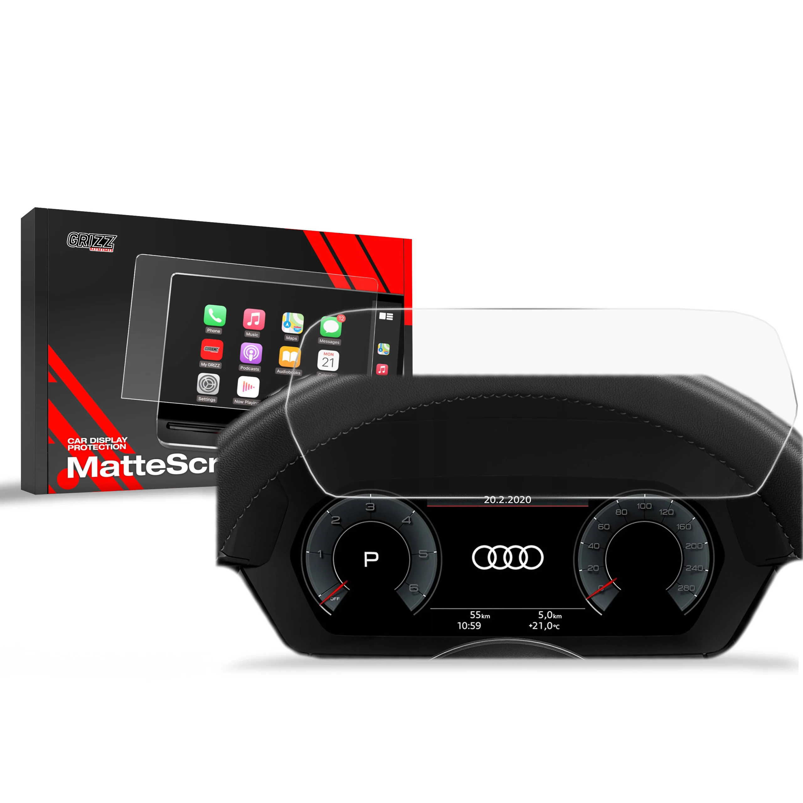 Matte Autodisplayfolie für Audi A3 8Y Virtual Cockpit Plus 12,3" (2020-2025), Grizz Protector