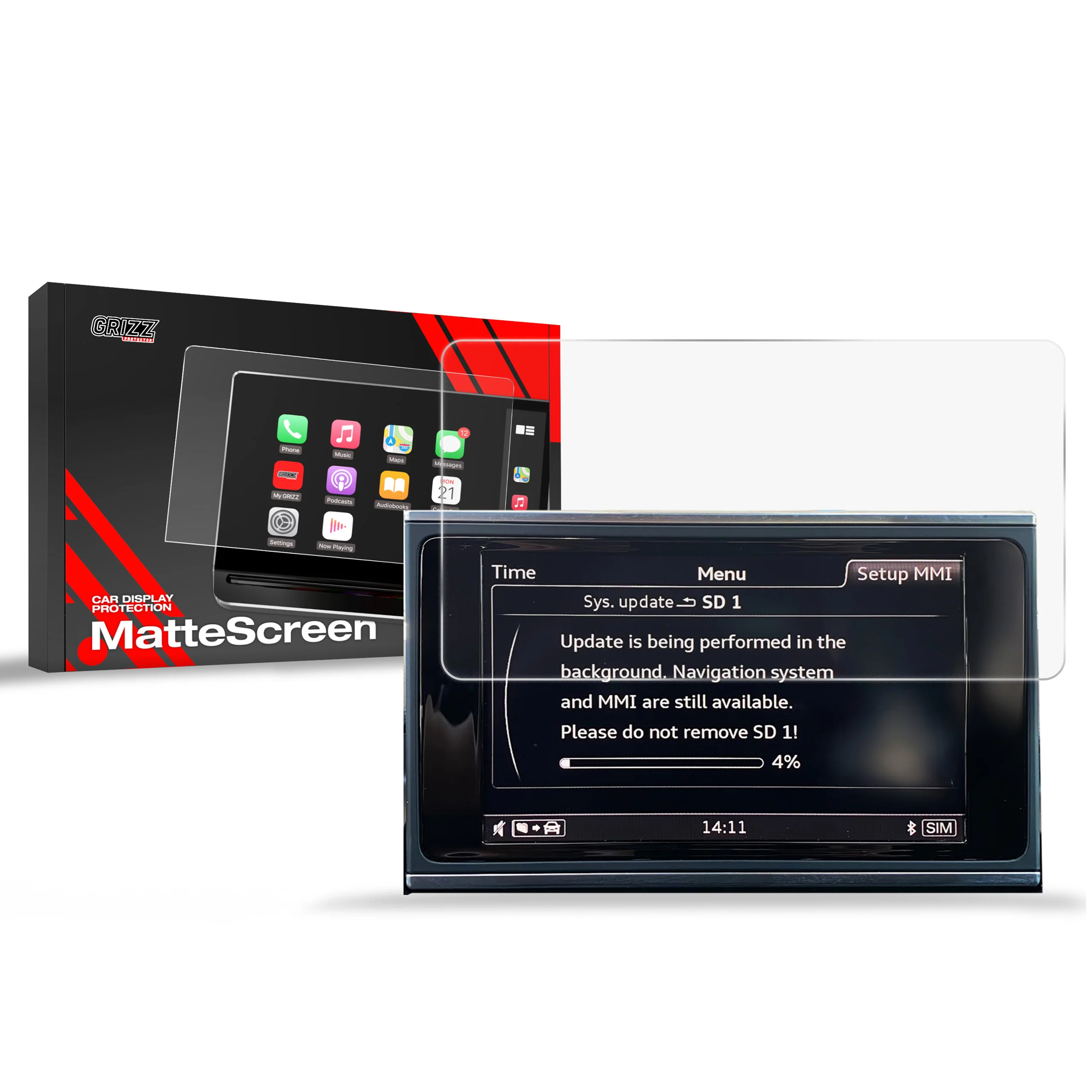 Matte Autodisplayfolie für Audi A6 C7 MMI 8" (2012-2018), Grizz Protector