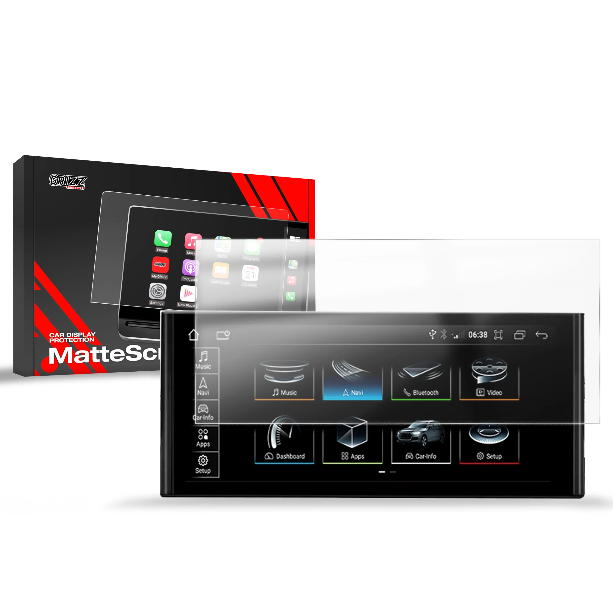 Matte Autodisplayfolie für Audi A7 C7 Android Radio 12,3" (2012-2018), Grizz Protector