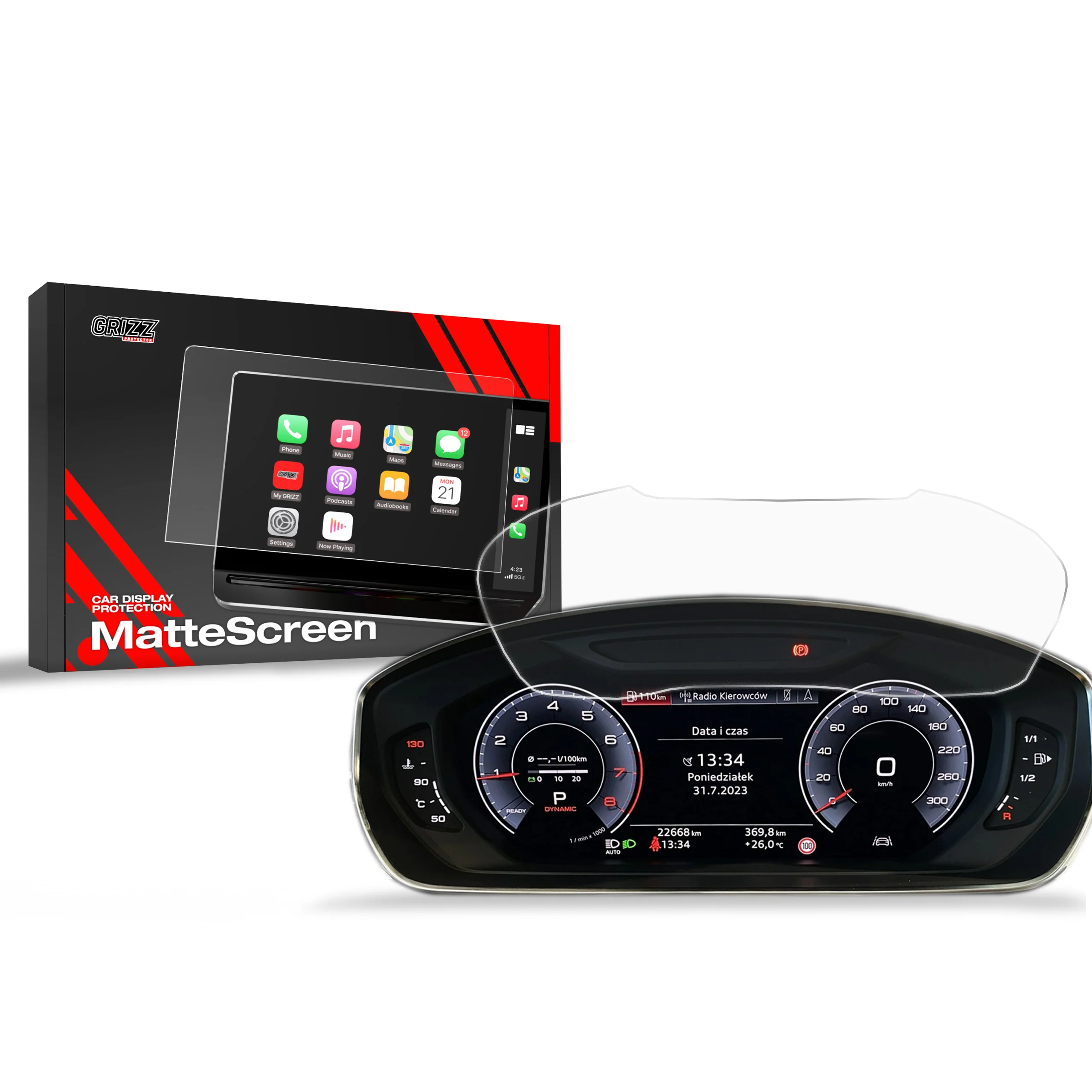 Matte Autodisplayfolie für Audi A8 Virtual Cockpit 10,25" (2021-2025), Grizz Protector
