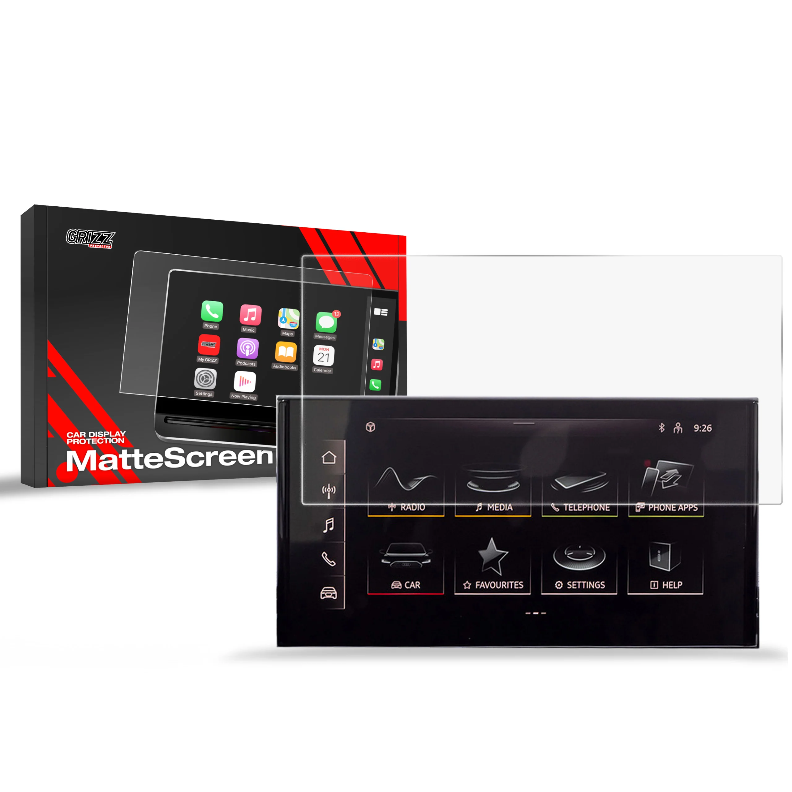 Matte Autodisplayfolie für Audi Q5 FY 10,1" (2020-...), Grizz Protector