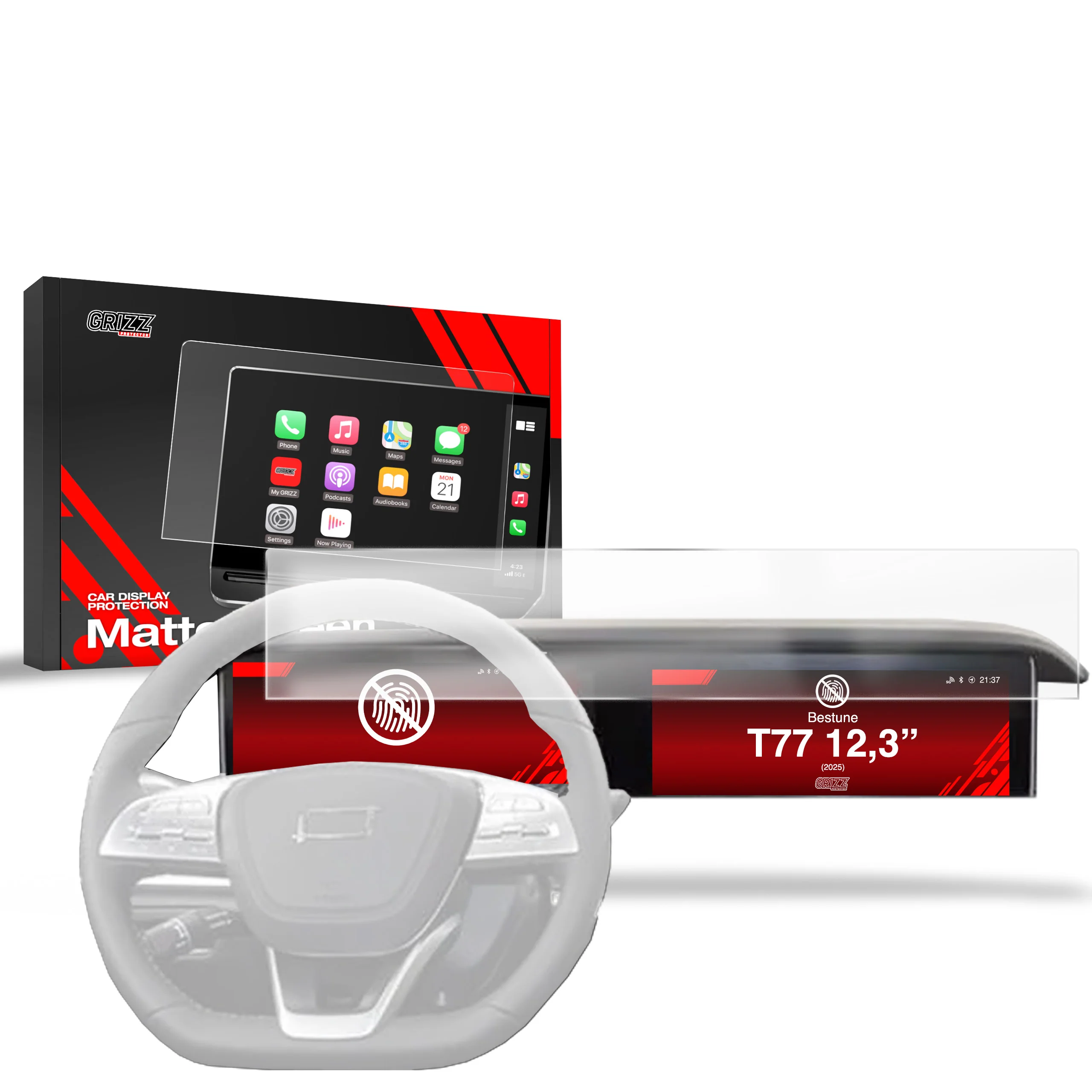 Matte Autodisplayfolie für Bestune T77 12,3" (2025), Grizz Protector