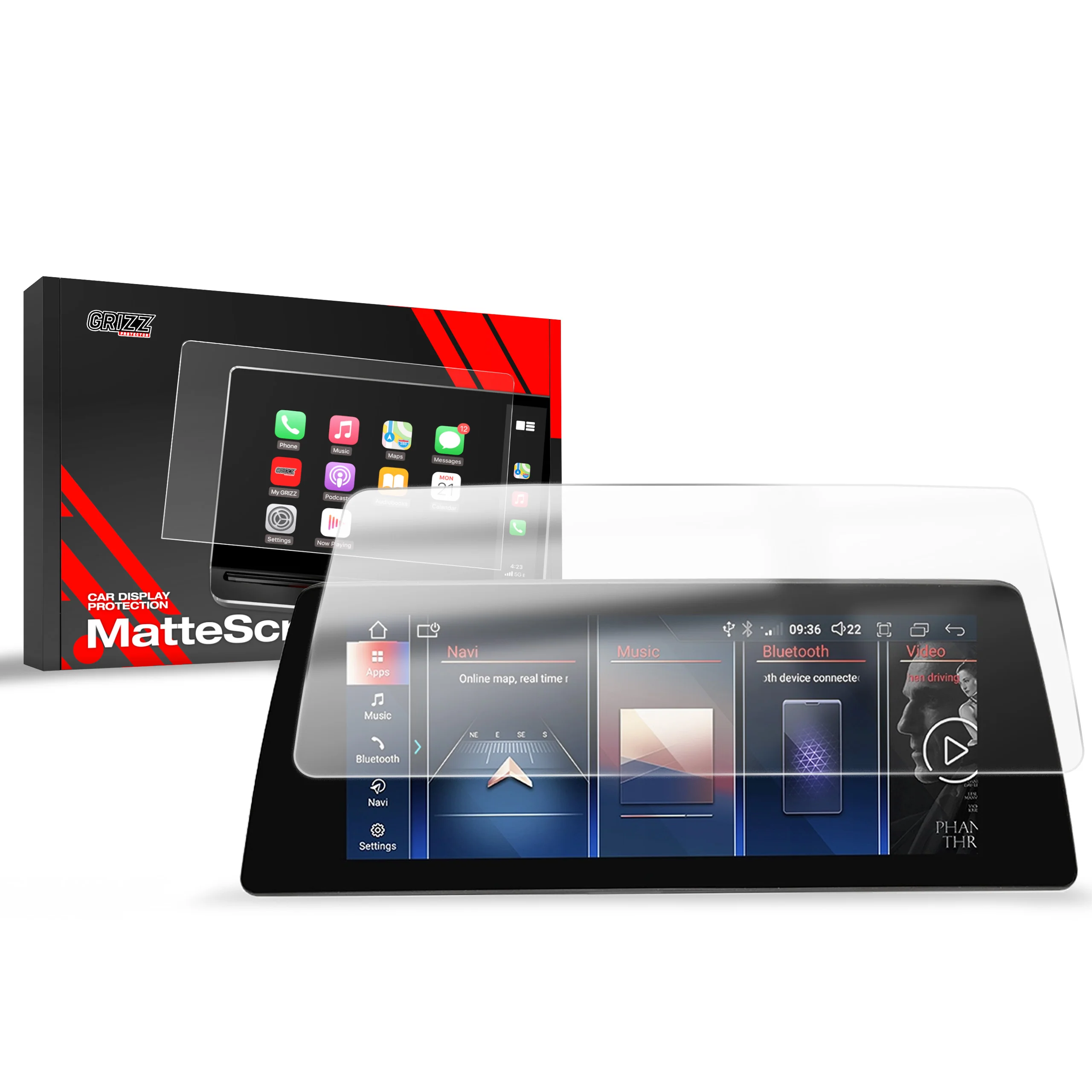 Matte Autodisplayfolie für BMW 2 F22 F23 Android Radio 10,25" (2013-2021), Grizz Protector