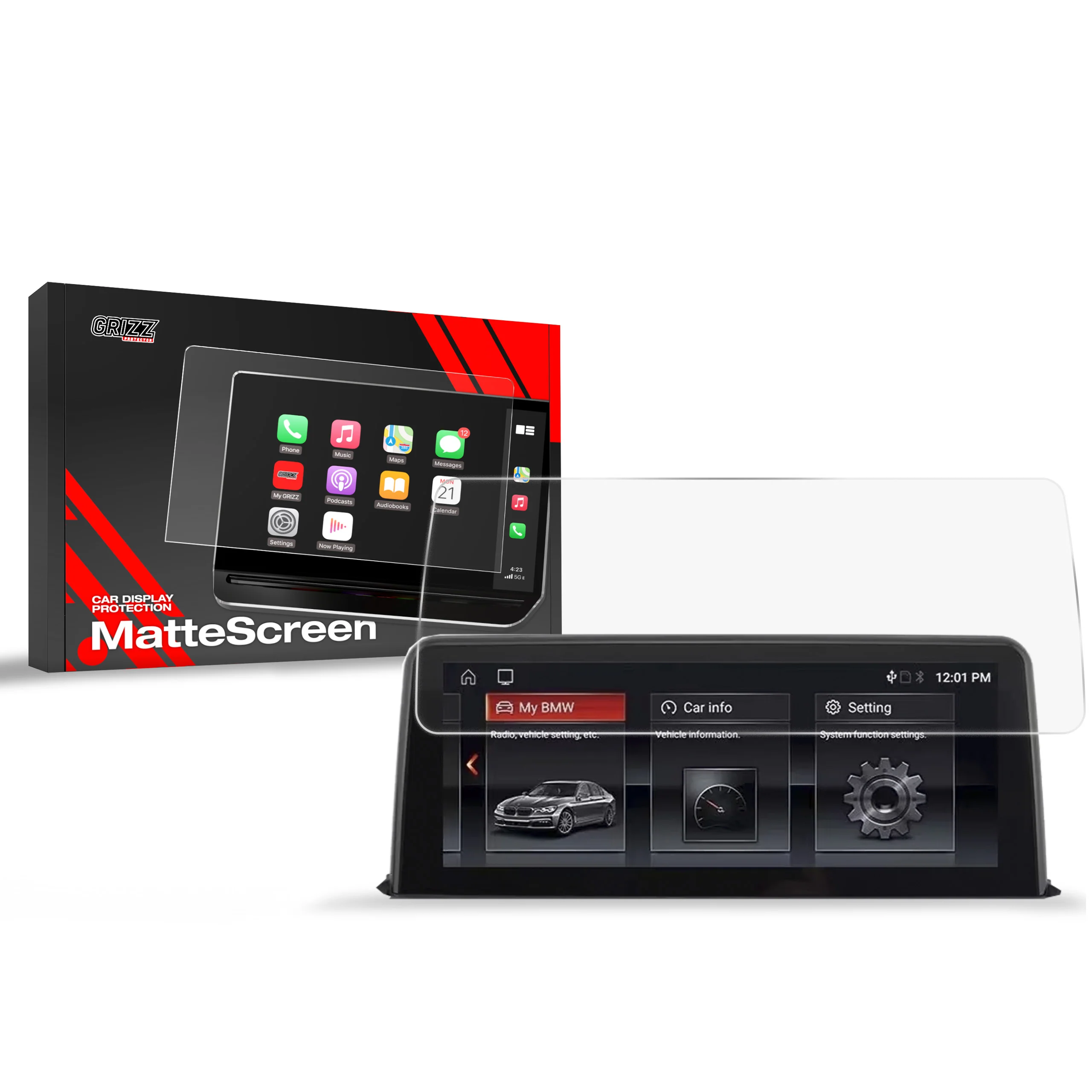 Matte Autodisplayfolie für BMW 3 F34 GT 8,8" (2015-2020), Grizz Protector