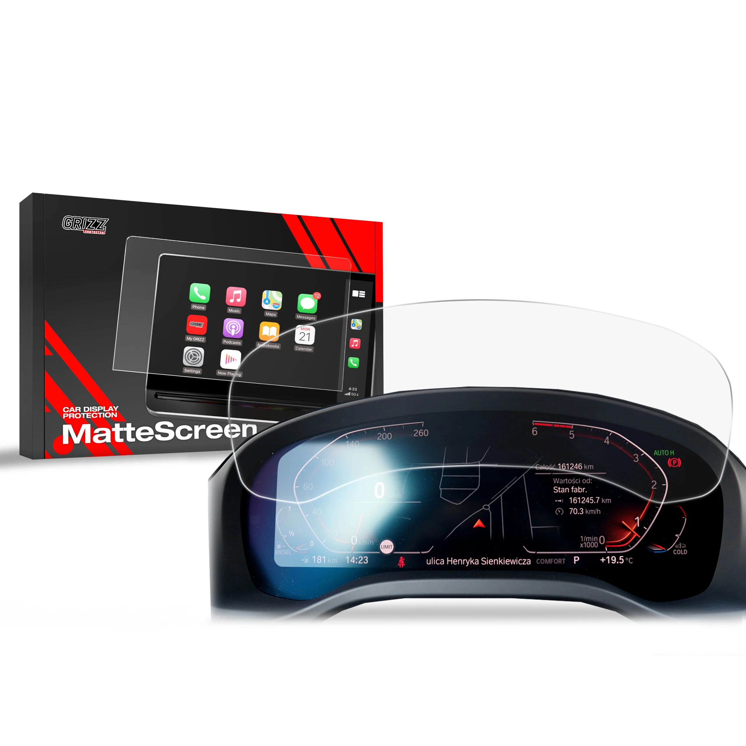 Matte Autodisplayfolie für BMW 3 G20 Live Cockpit 12,3" (2018-2023), Grizz Protector