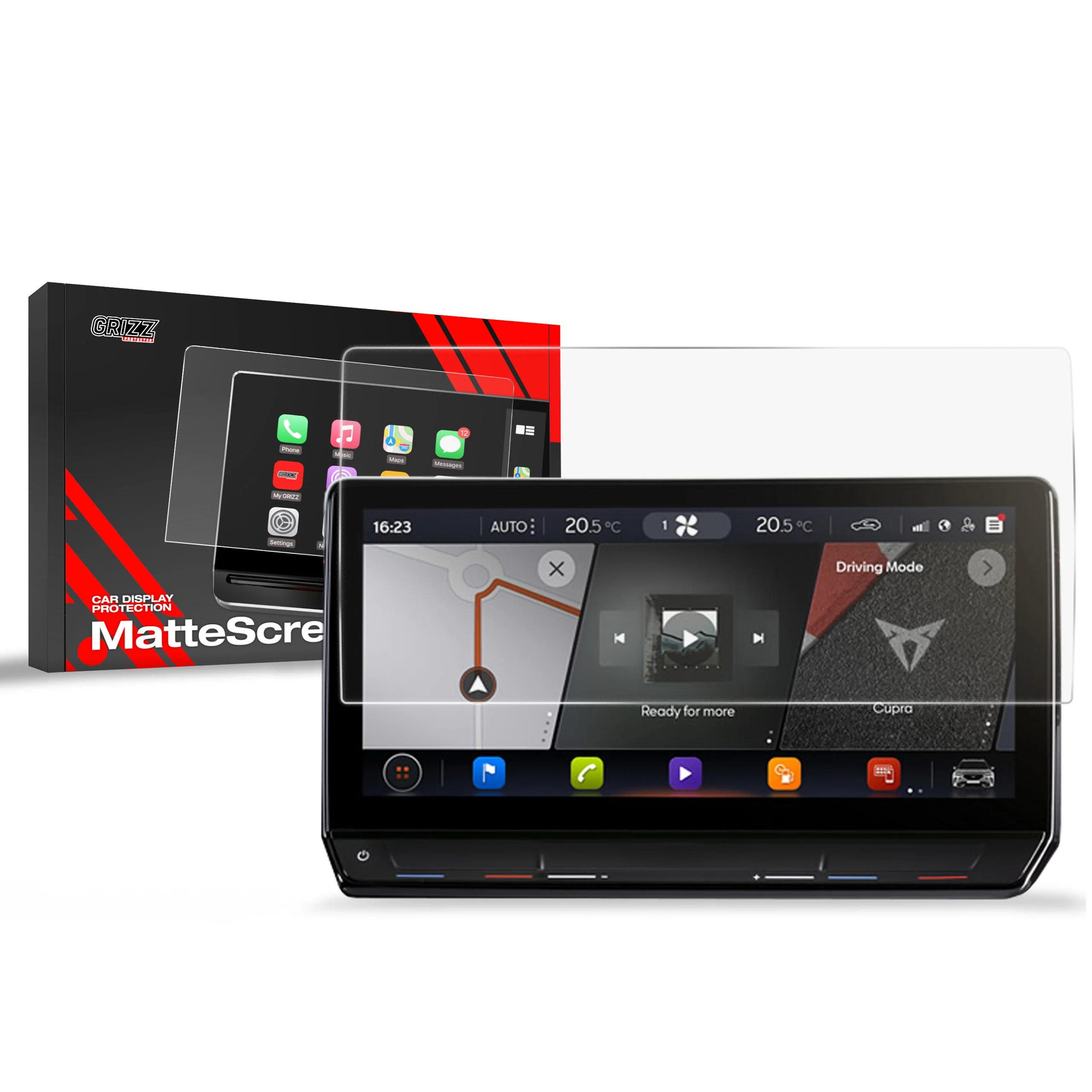 Matte Autodisplayfolie für Cupra Leon 12" (2020-2024), Grizz Protector