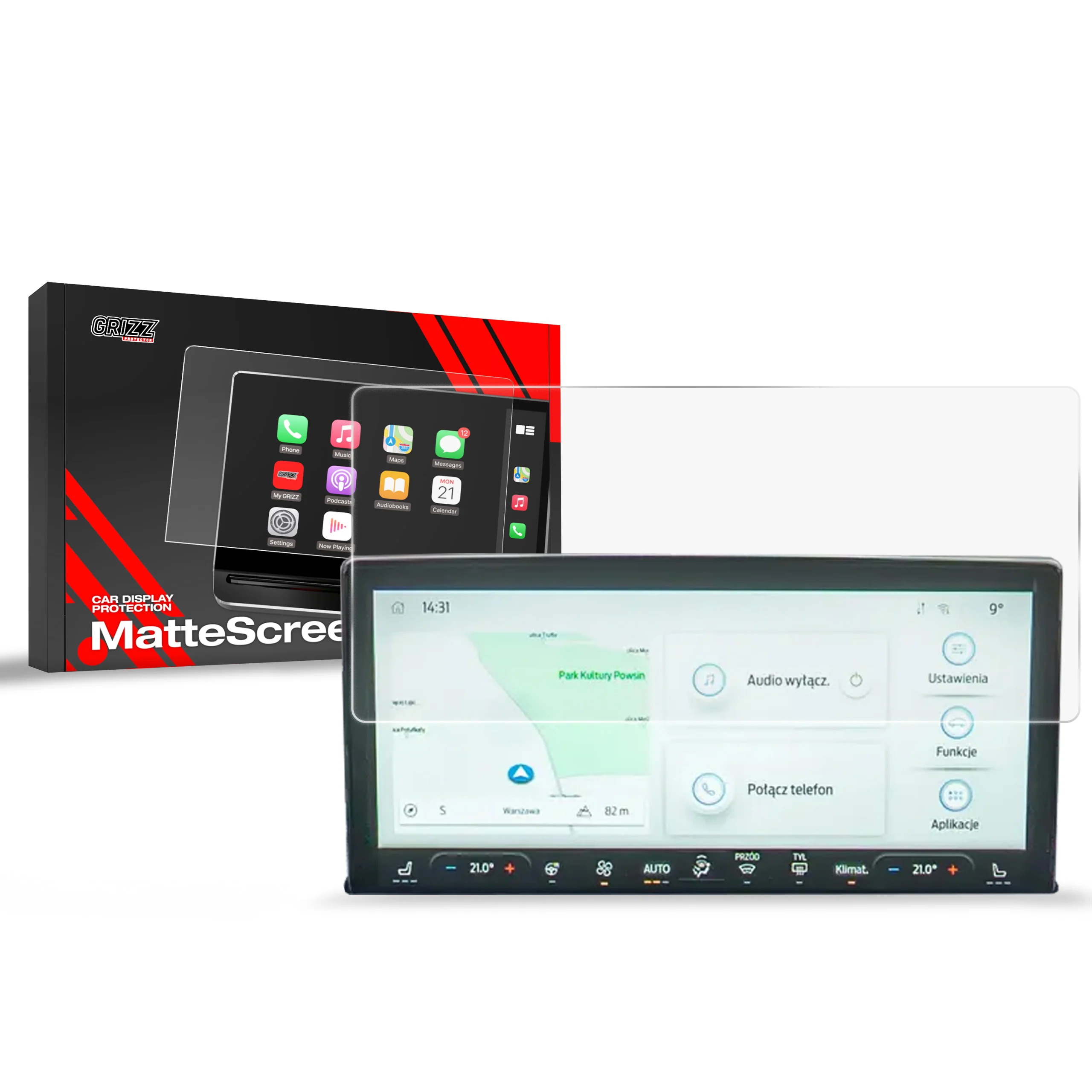 Matte Autodisplayfolie für Ford Focus 4 13" (2018-2025), Grizz Protector