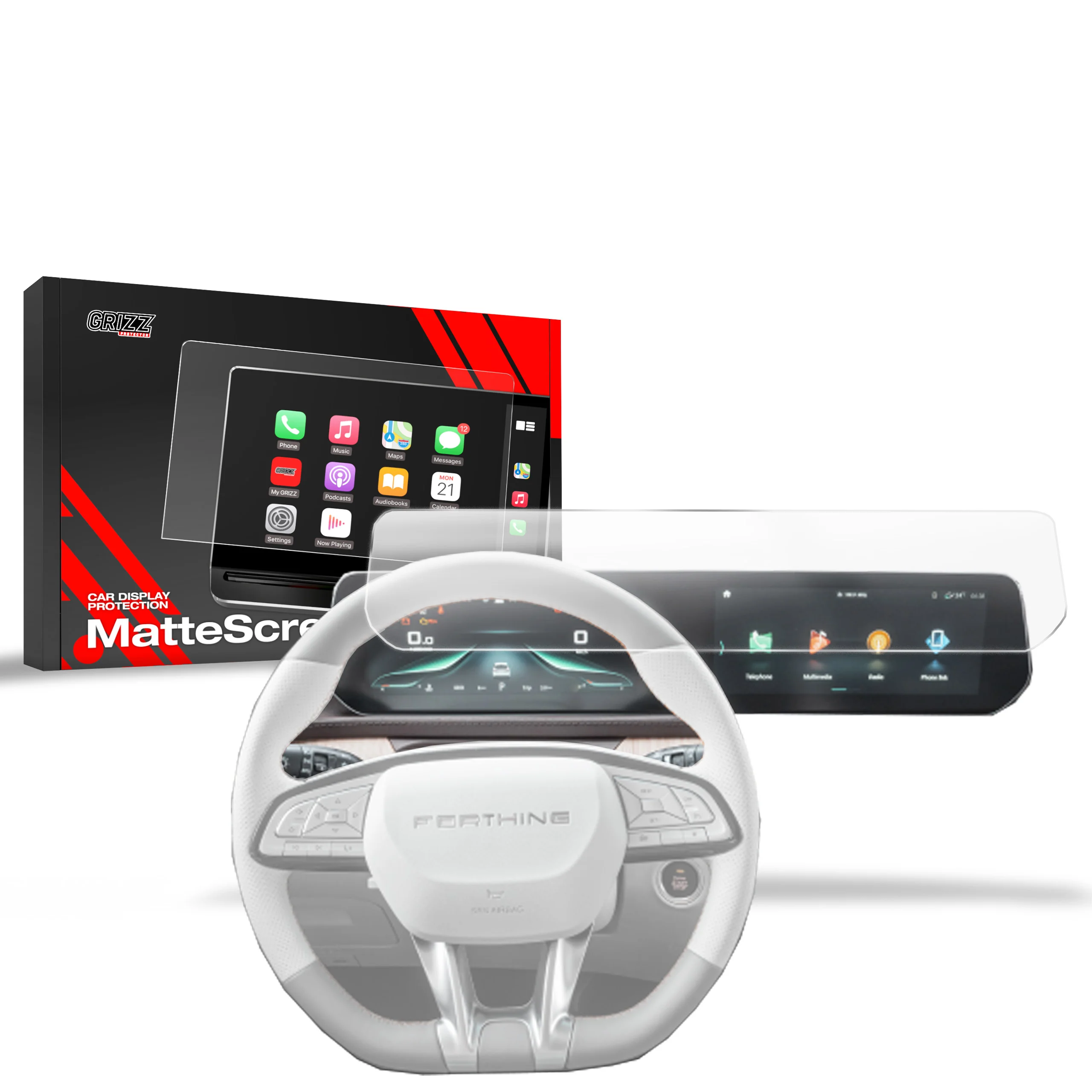 Matte Autodisplayfolie für Forthing T5 10,25" (2024-2025), Grizz Protector