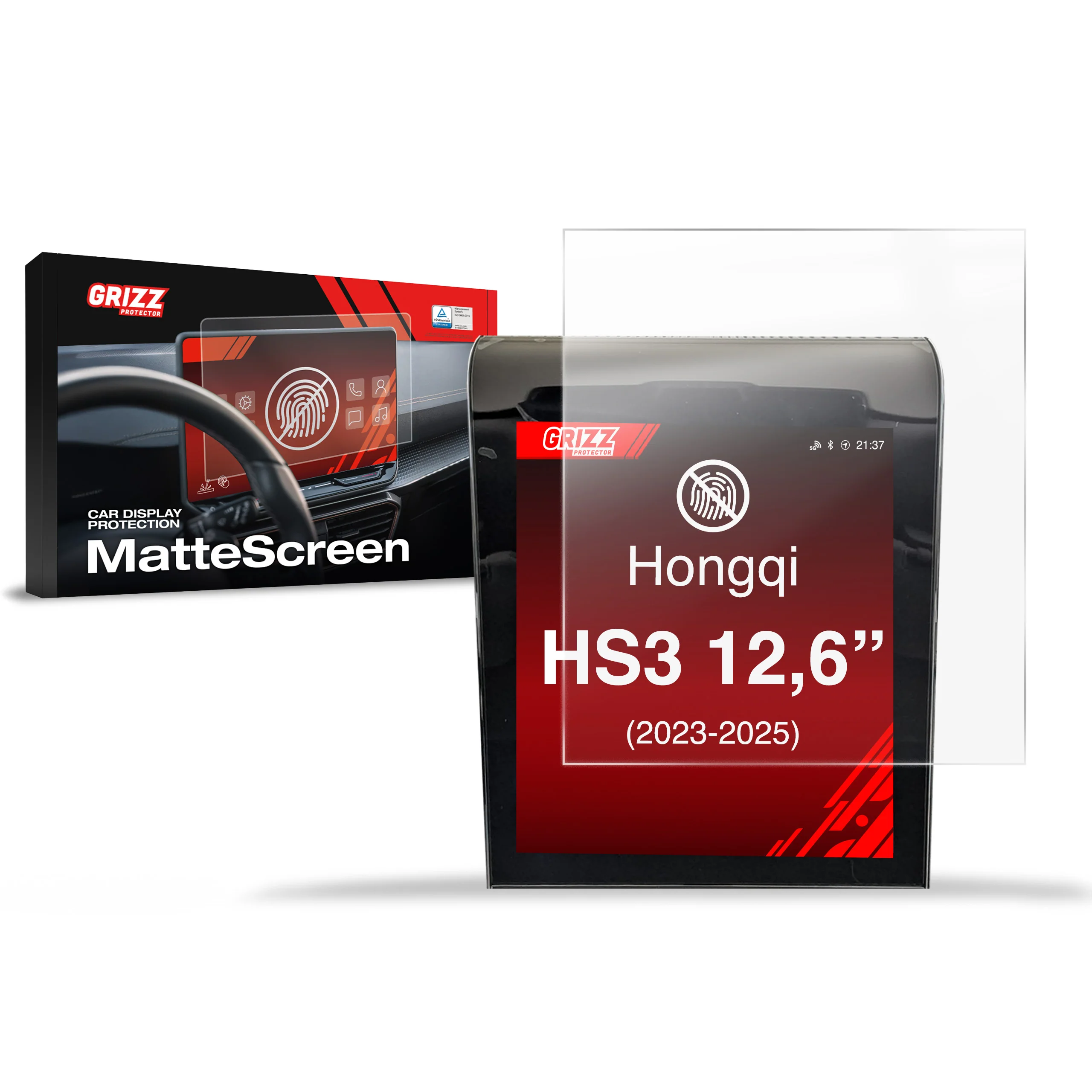 Matte Autodisplayfolie für Hongqi HS3 12,6" (2023-2025), Grizz Protector