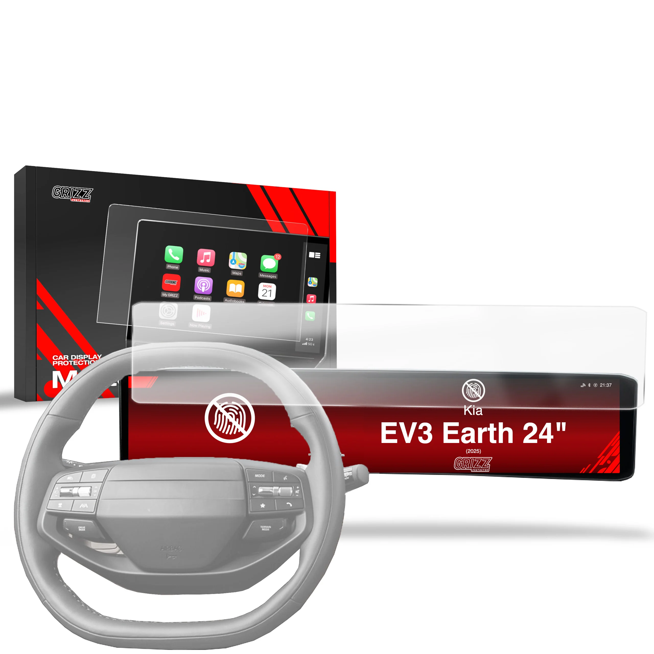Matte Autodisplayfolie für Kia EV3 Earth 24" (2025), Grizz Protector