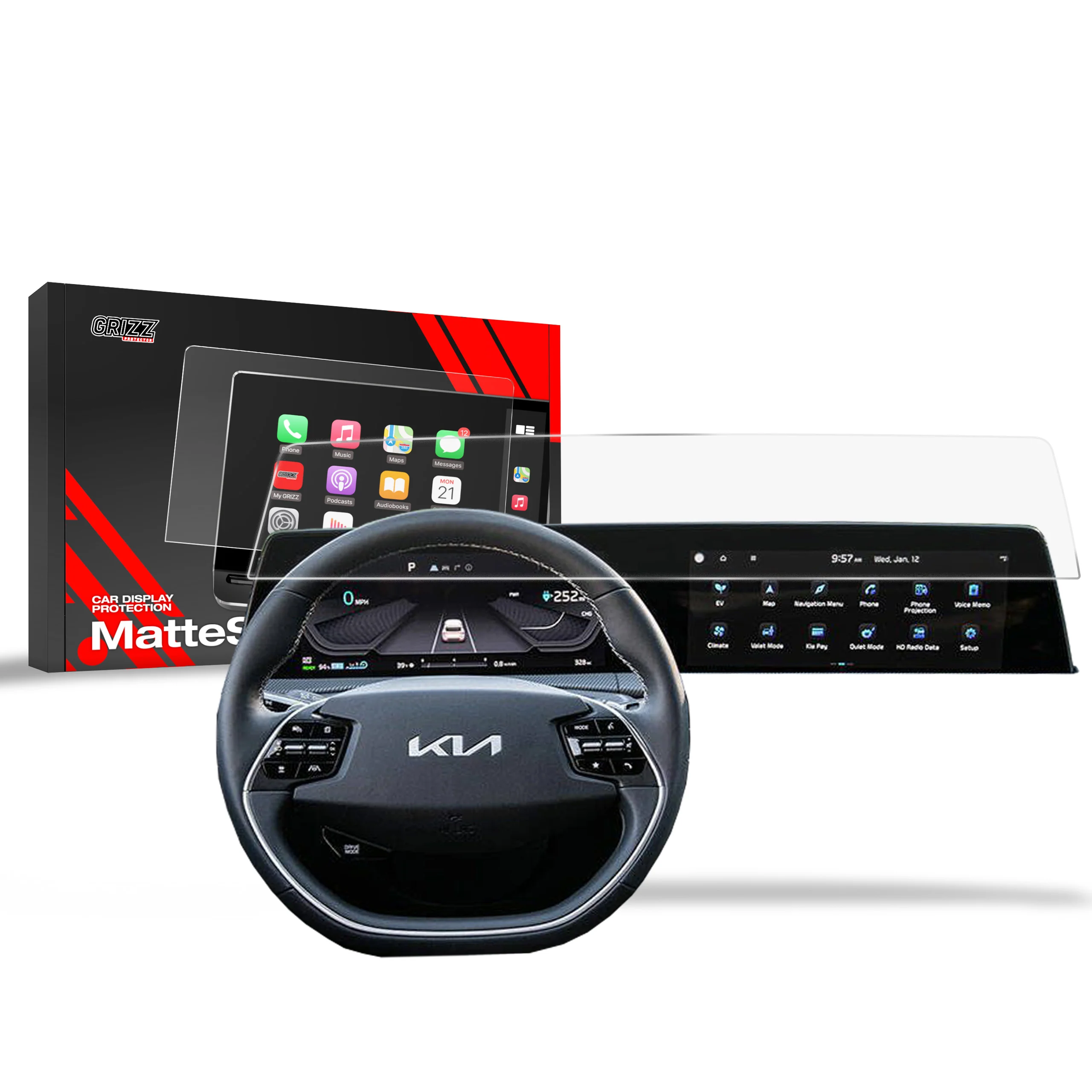 Matte Autodisplayfolie für Kia EV6 GT (2021-2024), Grizz Protector