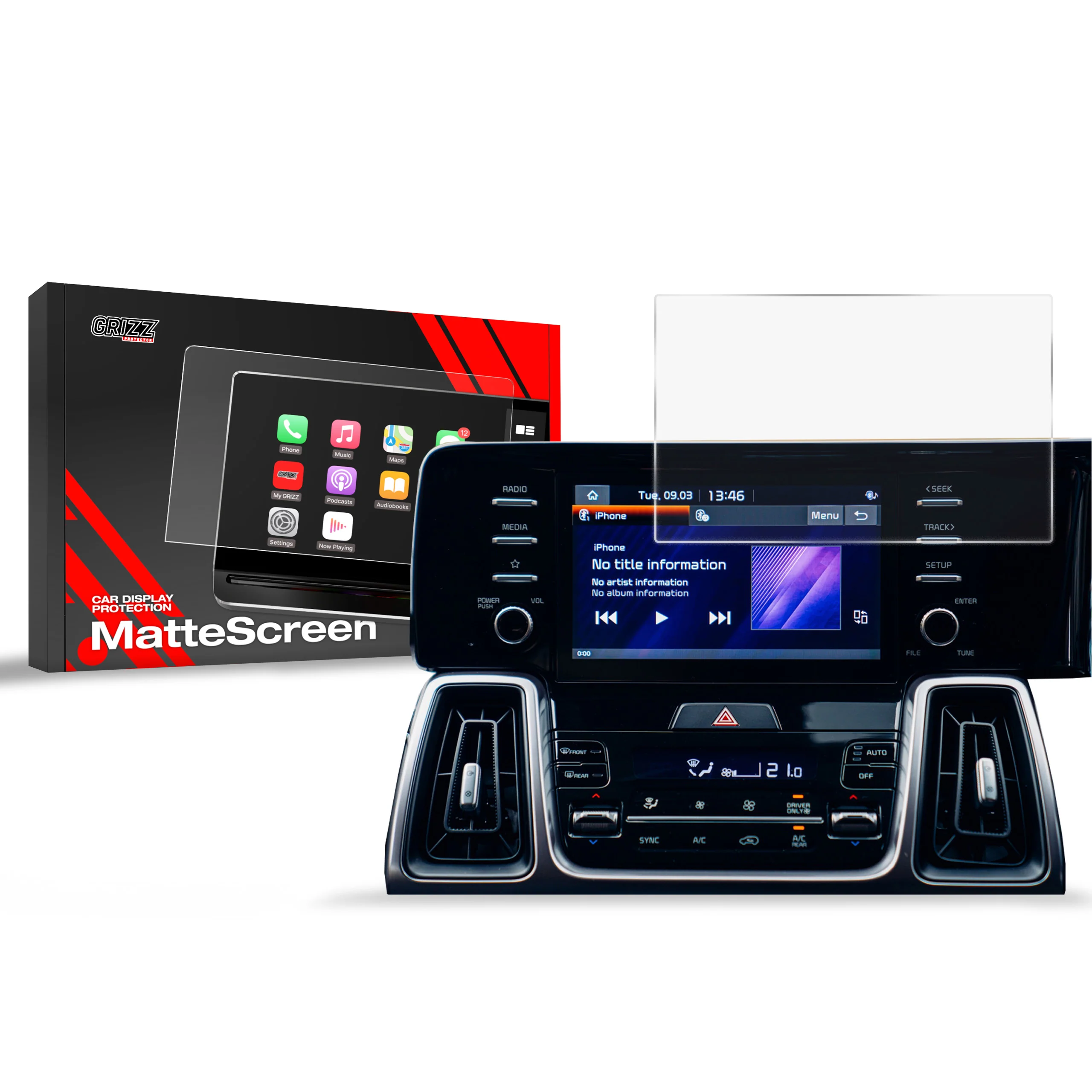 Matte Autodisplayfolie für Kia Sorento 4 (2020-2023), Grizz Protector