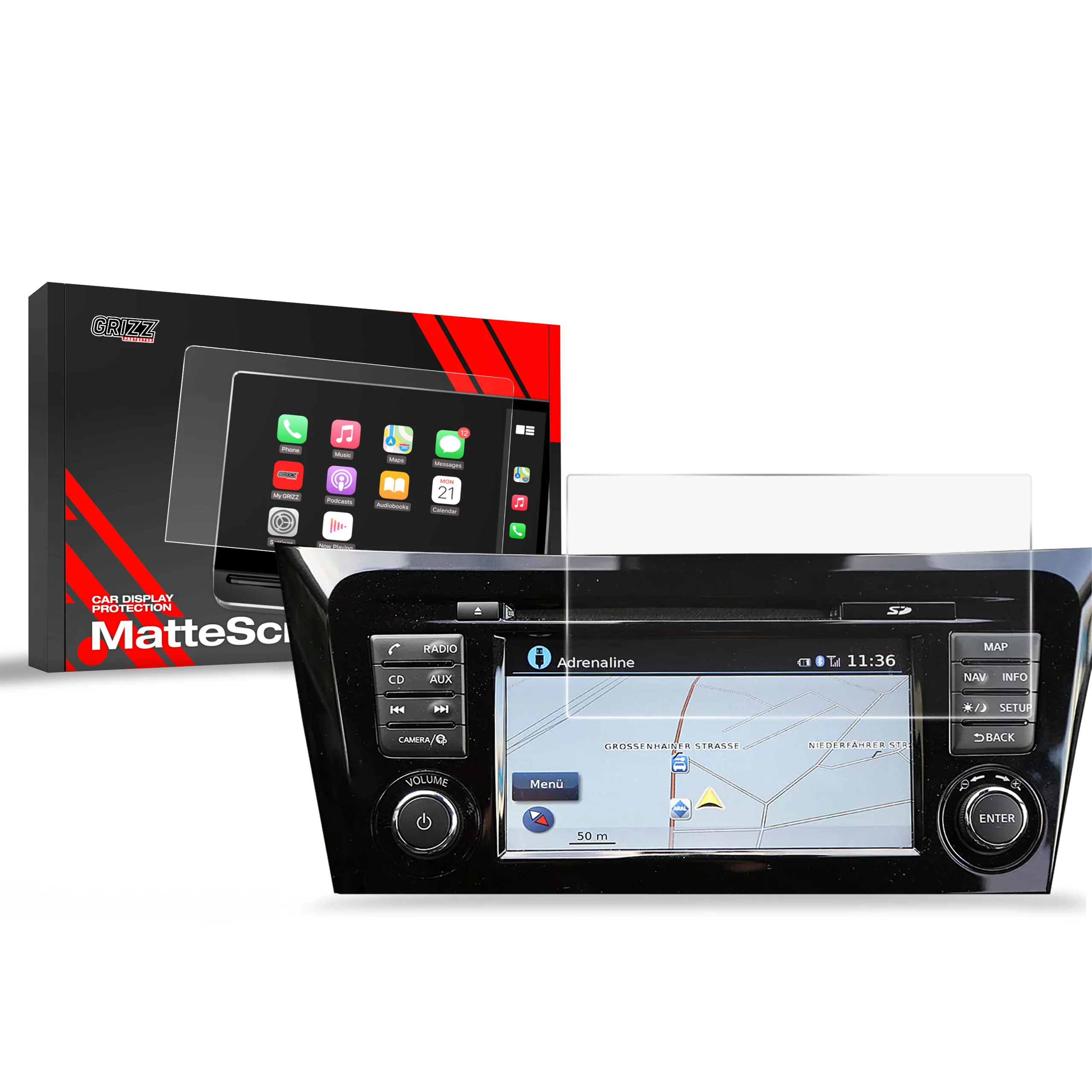 Matte Autodisplayfolie für Nissan Qashqai 2 (2013-2021), Grizz Protector