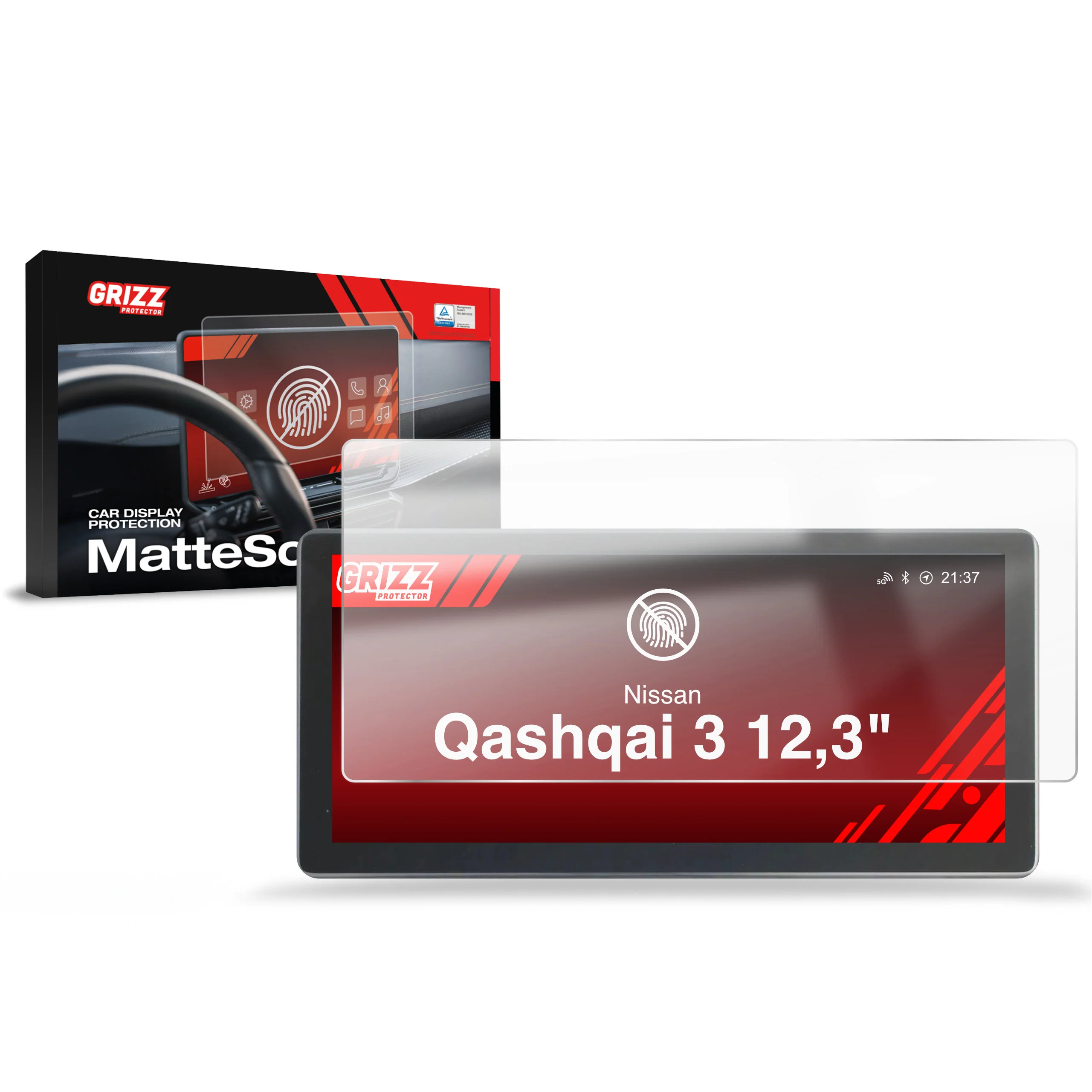Matte Autodisplayfolie für Nissan Qashqai 3 12,3" (2021-2025), Grizz Protector