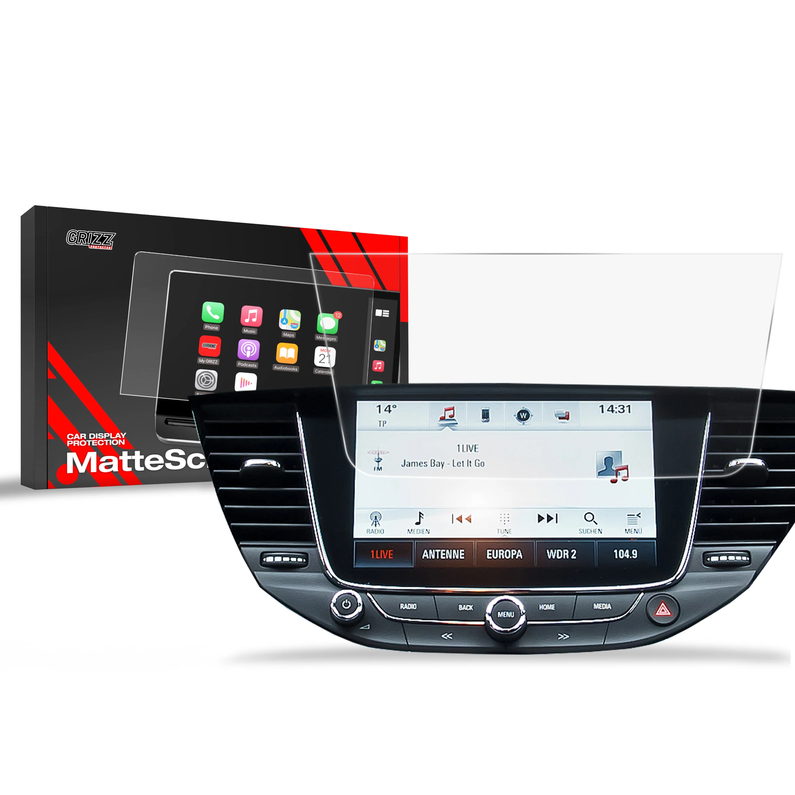 Matte Autodisplayfolie für Opel Astra K 8" (2017-2021), Grizz Protector