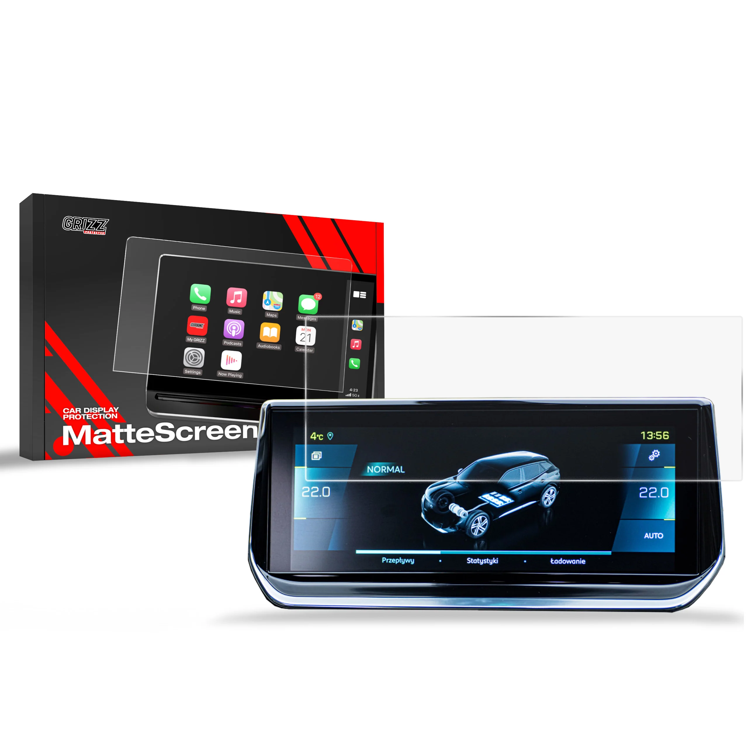 Matte Autodisplayfolie für Peugeot 208 2 (2019-2024), Grizz Protector