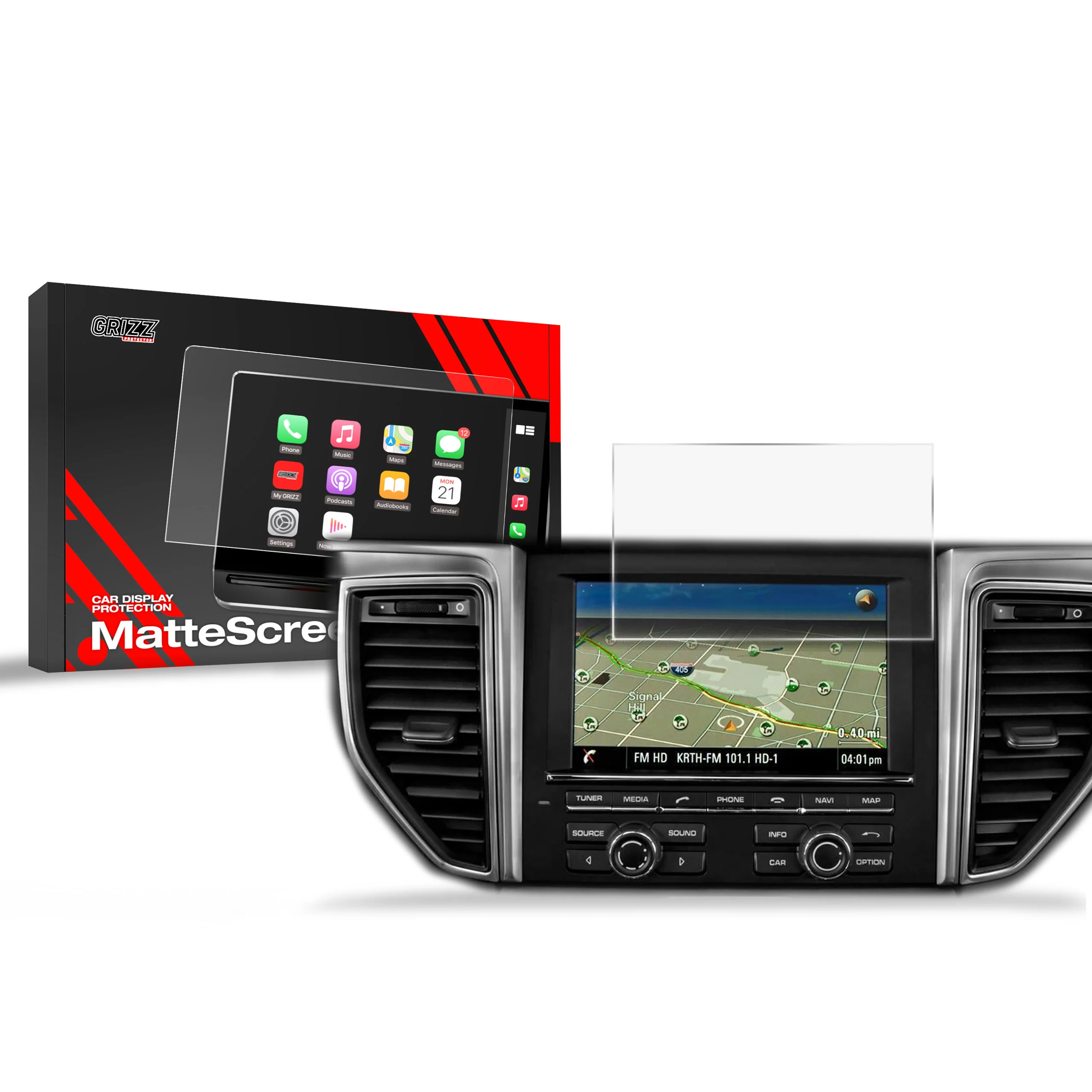Matte Autodisplayfolie für Porsche Macan 9" (2014-2018), Grizz Protector