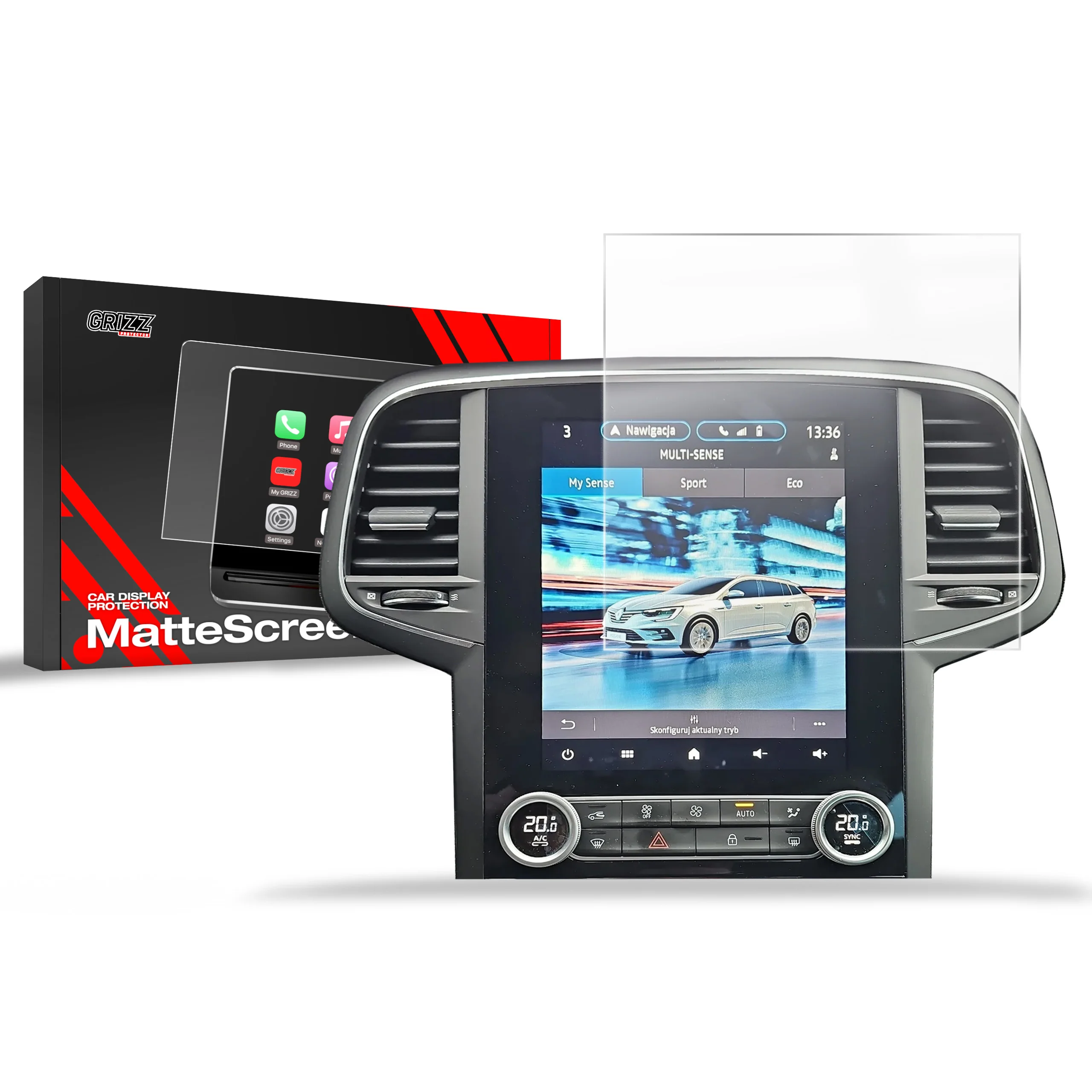 Matte Autodisplayfolie für Renault Megane 4 9,3" (2020-2024), Grizz Protector