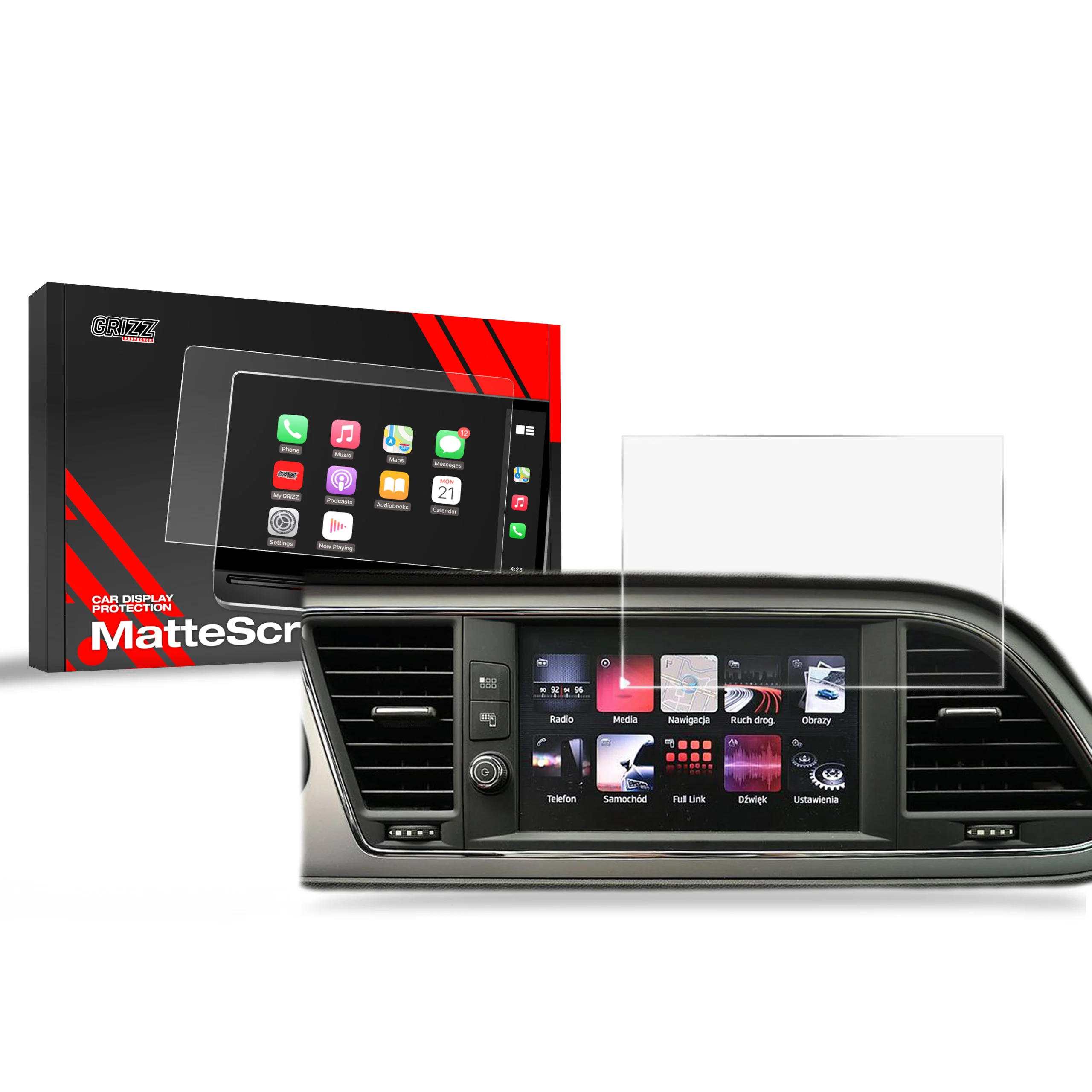 Matte Autodisplayfolie für Seat Leon 3 8" (2017-2020), Grizz Protector