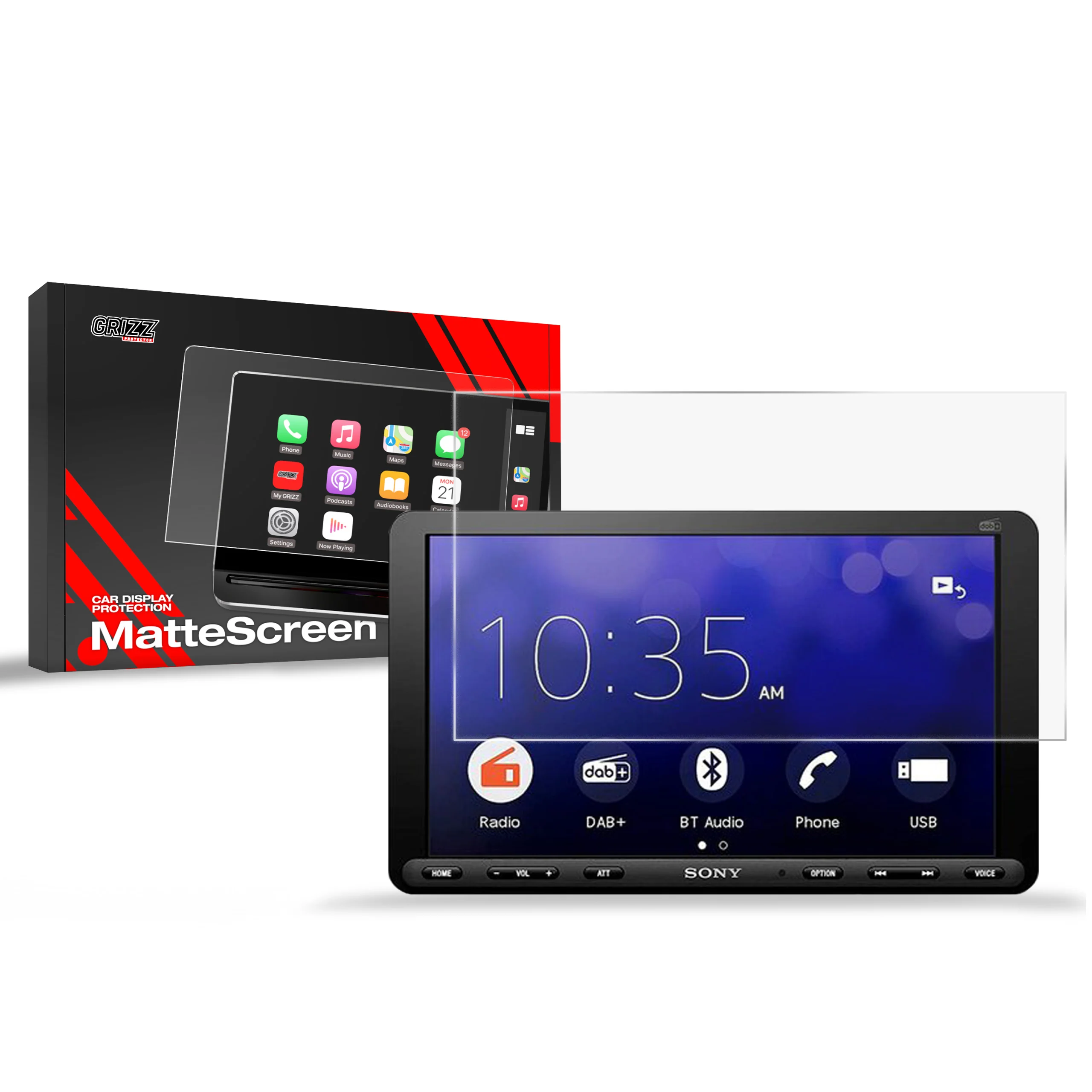 Matte Autodisplayfolie für Sony XAV-AX8050D, Grizz Protector