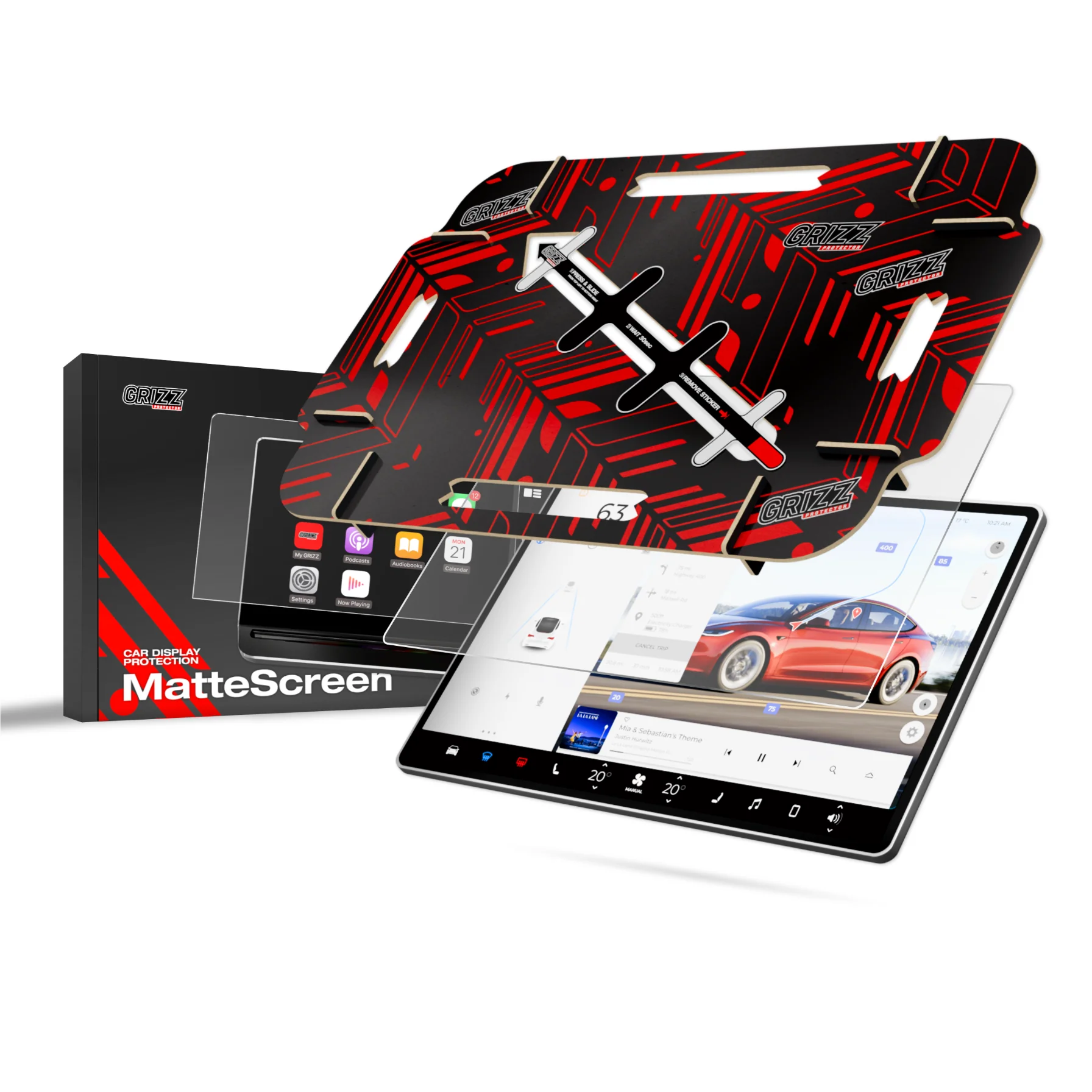 Matte Autodisplayfolie für Tesla Model 3 (2017-2023), Grizz Protector