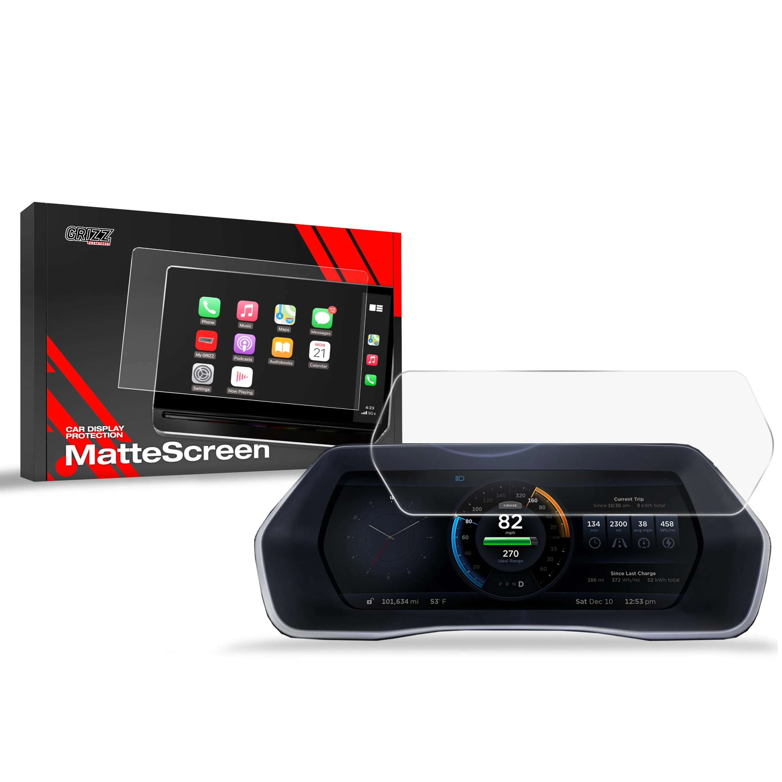 Matte Autodisplayfolie für Tesla Model S 12,3" (2013-2021), Grizz Protector
