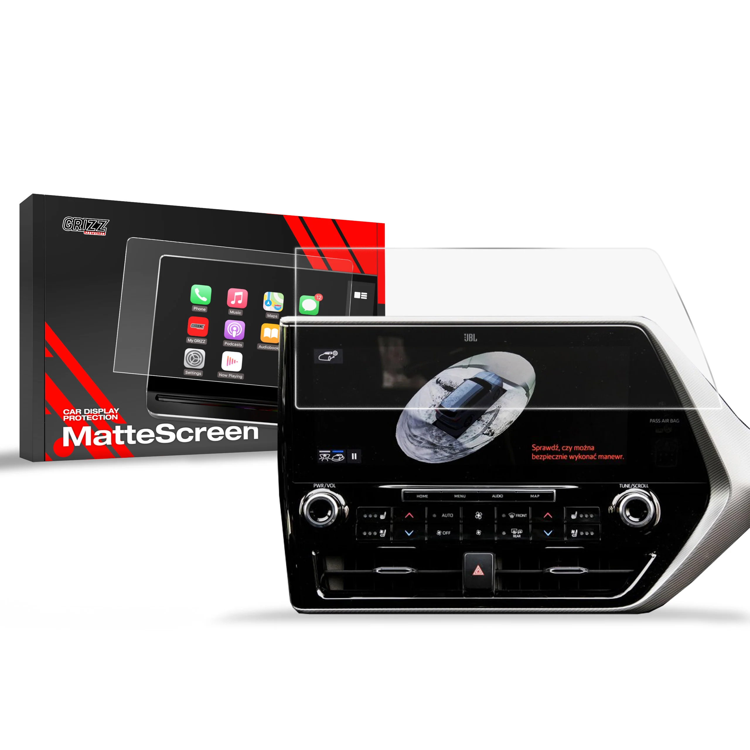 Matte Autodisplayfolie für Toyota Highlander (2019-2025), Grizz Protector