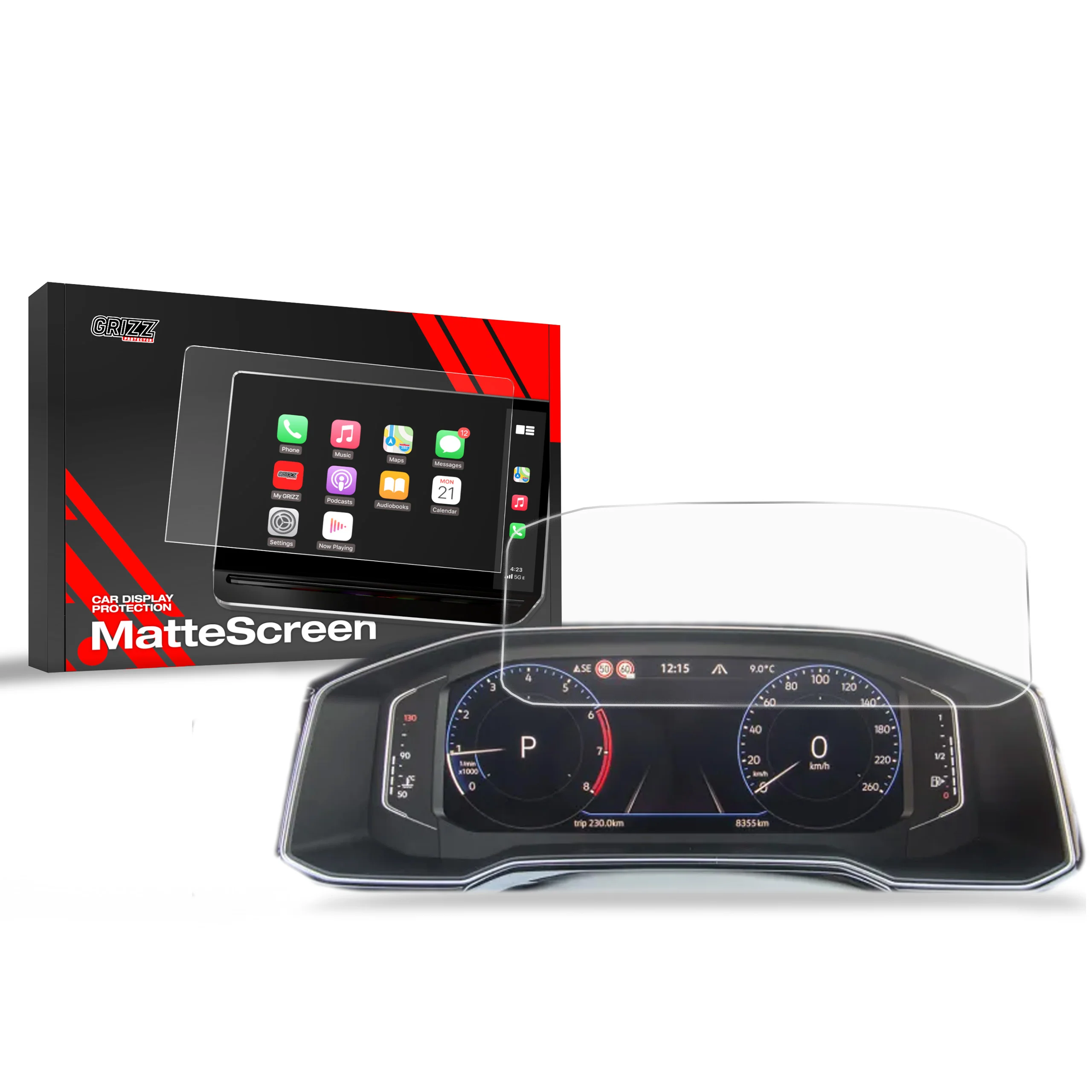 Matte Autodisplayfolie für Volkswagen Passat B8 Virtual Cockpit Pro 10,25" (2020-2024), Grizz Protector