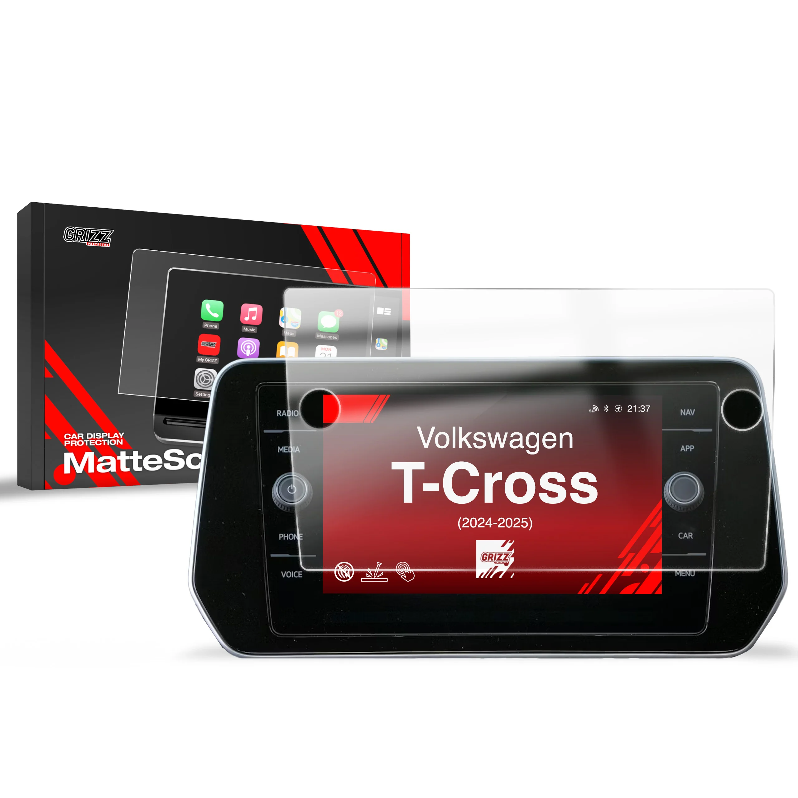 Matte Autodisplayfolie für Volkswagen T-Cross Discover Media (2024-2025), Grizz Protector