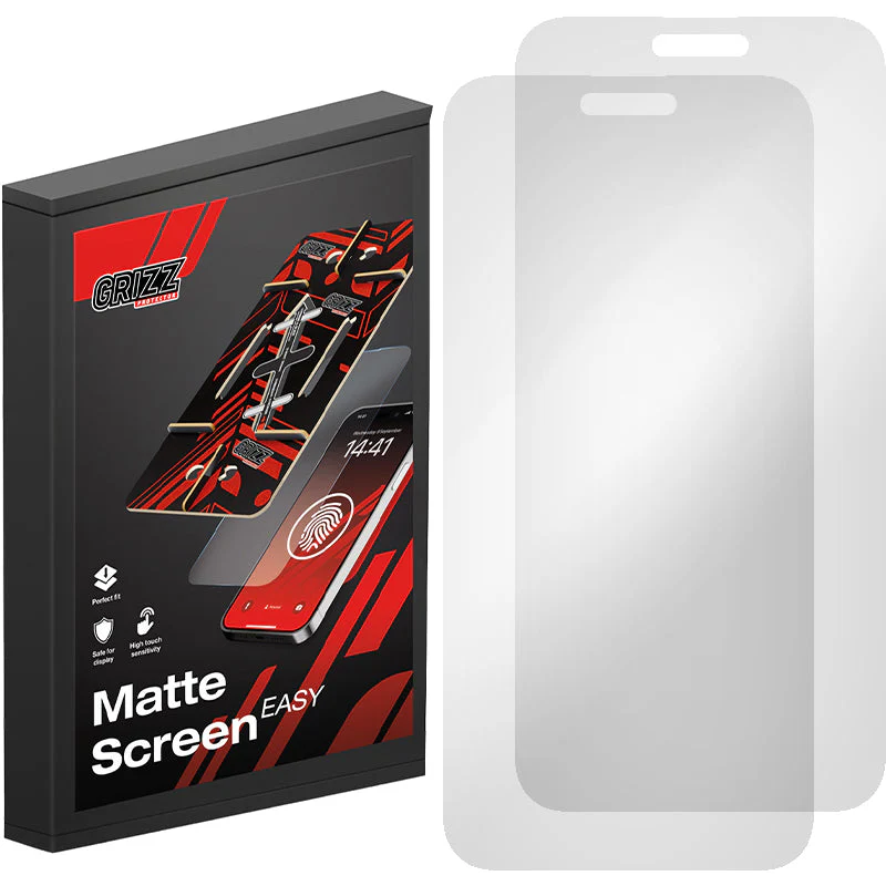 Matte Bildschirmfolie für iPhone 15 Pro Max, Grizz MatteScreen Easy mit Applikator, 2 Stück