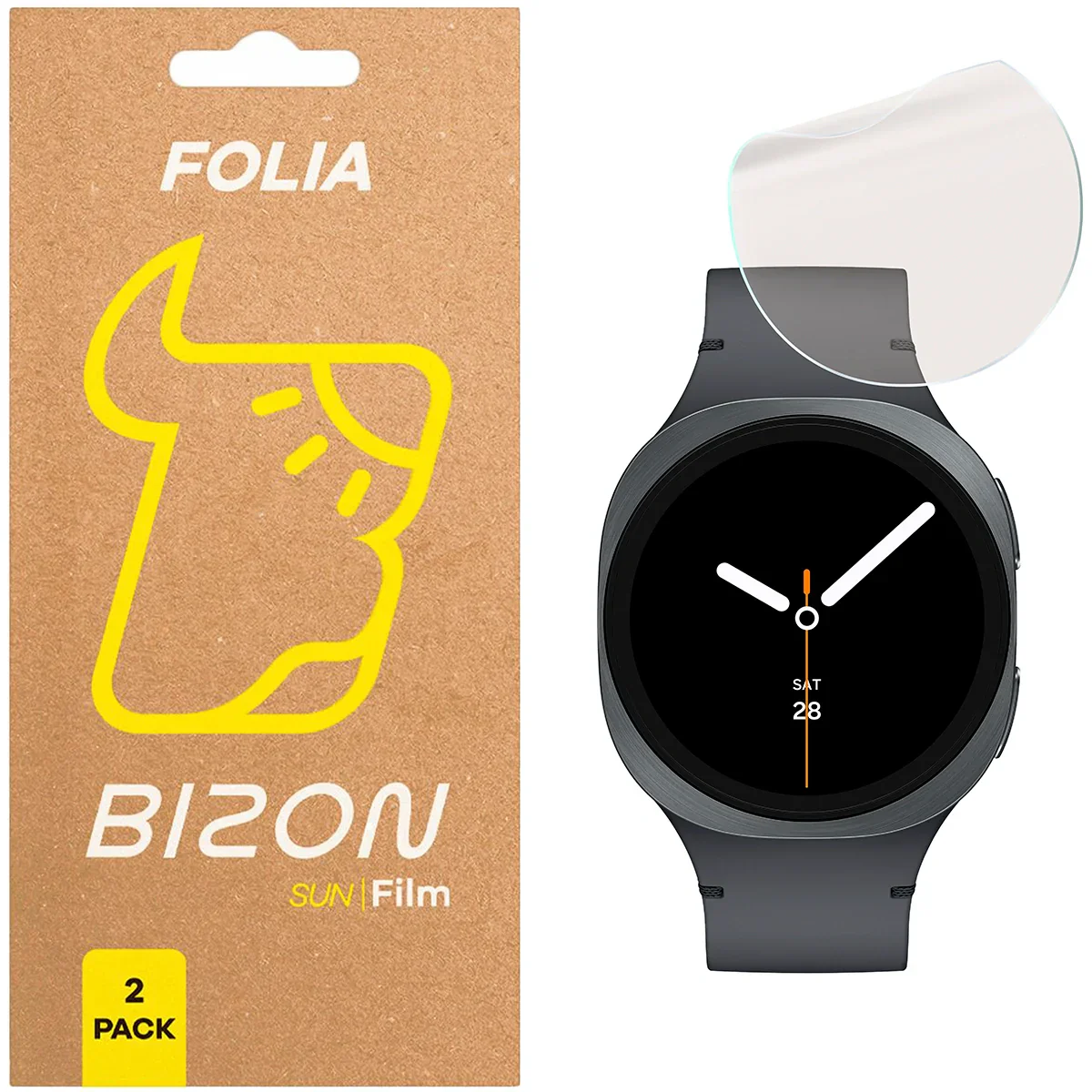 Matte Folie für Galaxy Watch 8 44 mm, Bizon Watch Film Sun Duo, 2 Stück