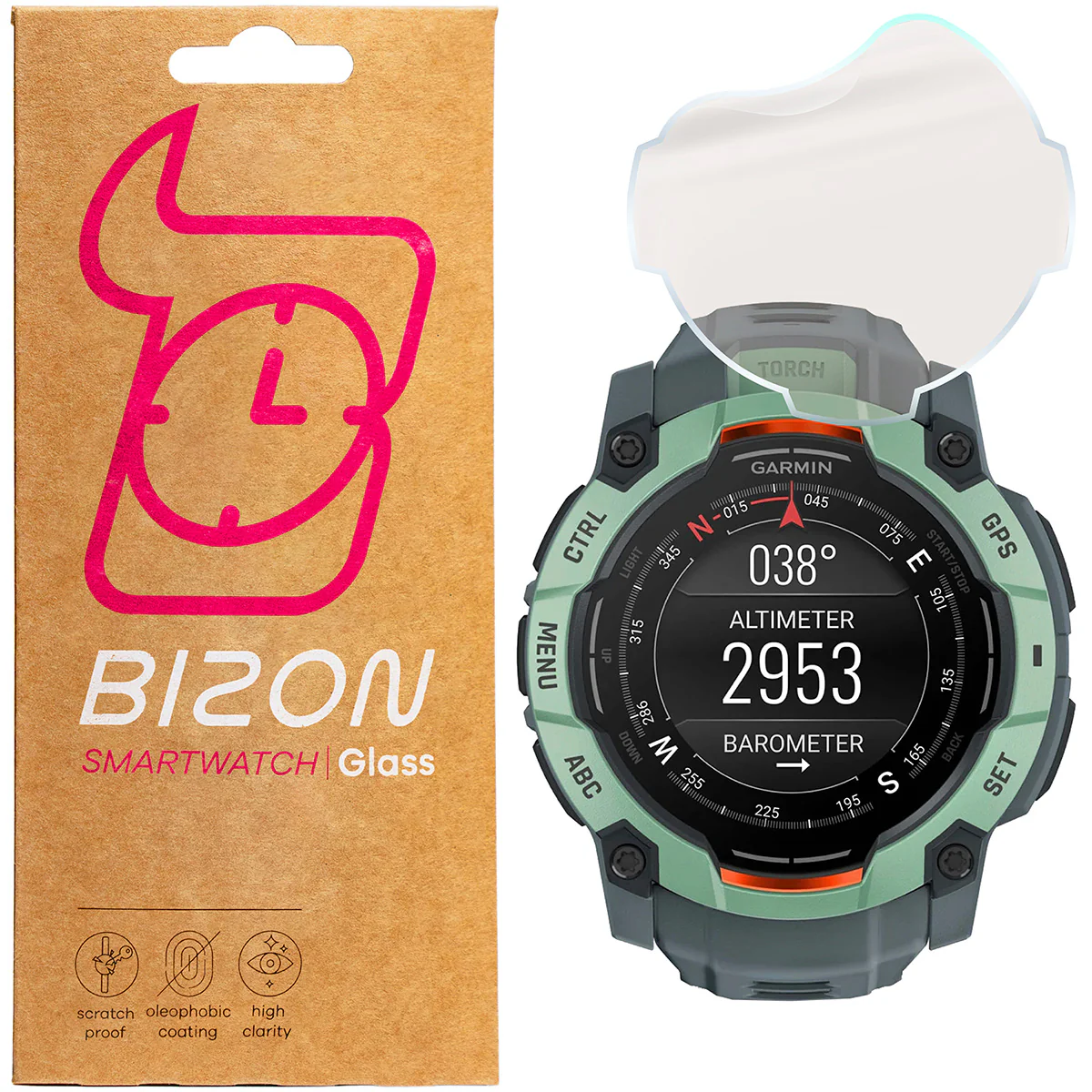 Matte Folie für Garmin Instinct 3 50 mm, Bizon Watch Film Sun Duo, 2 Stück - Image 2