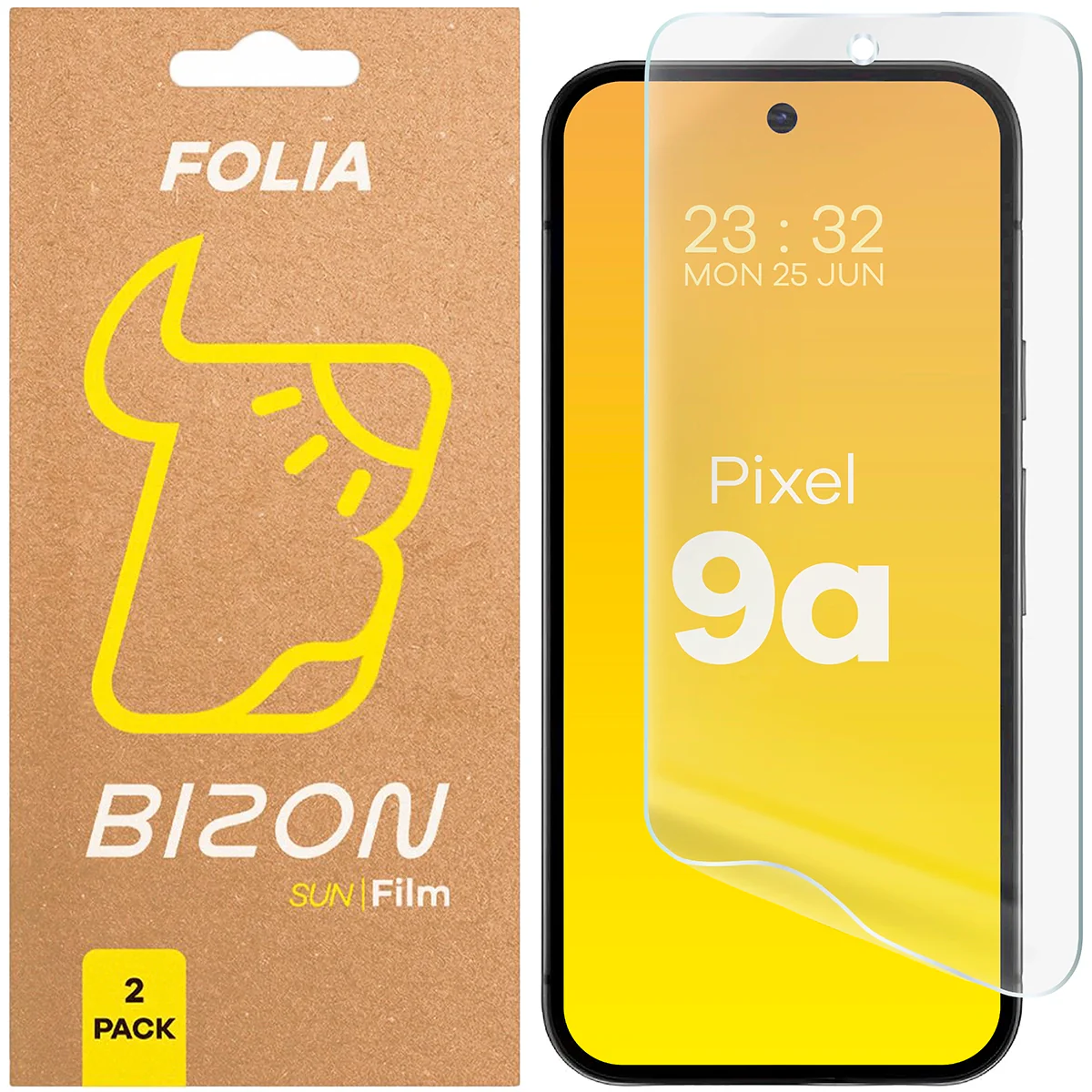 Matte Folie für Google Pixel 9a, Bizon Film Sun Duo, 2 Stück