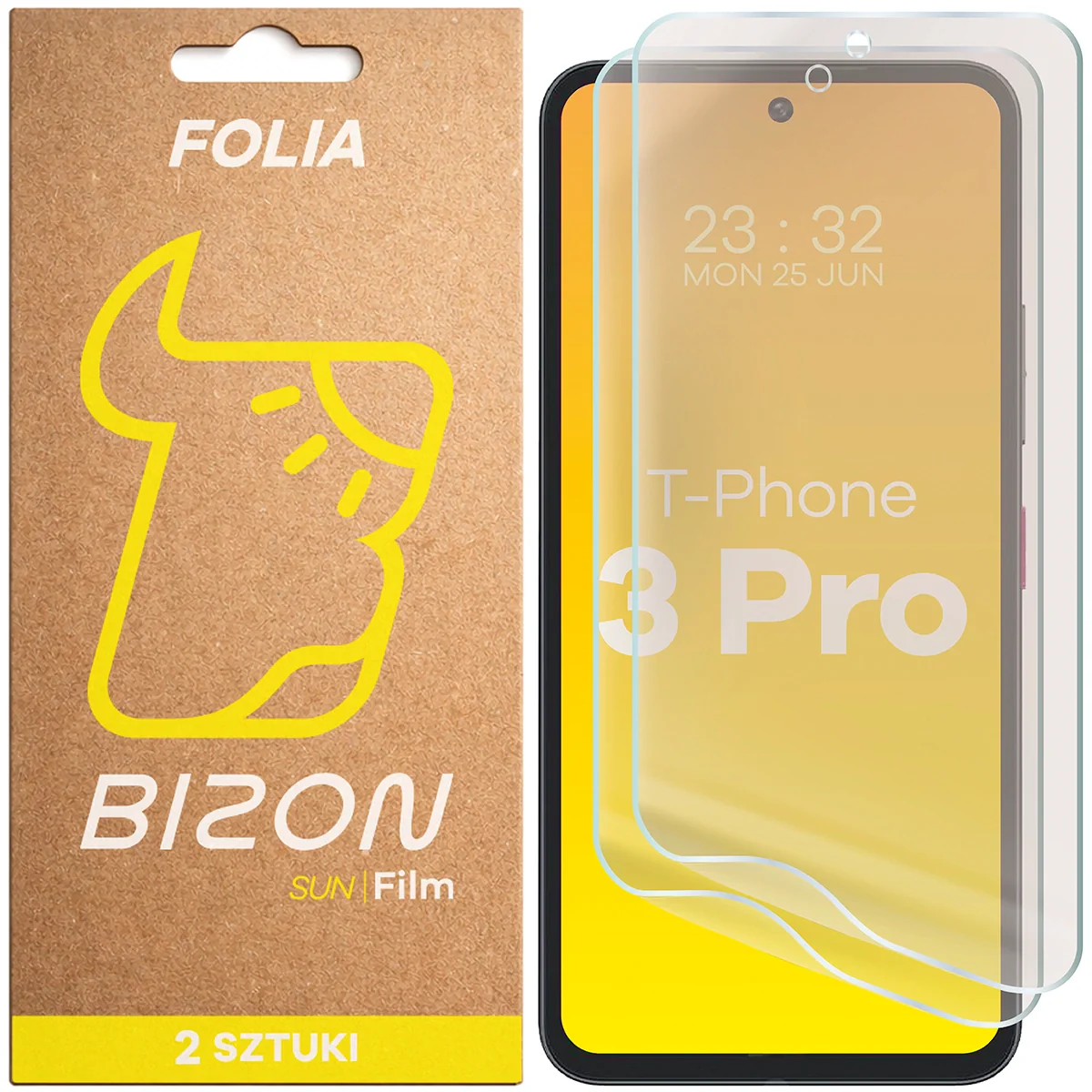 Matte Folie für T Phone 3 Pro, Bizon Film Sun Duo, 2 Stück