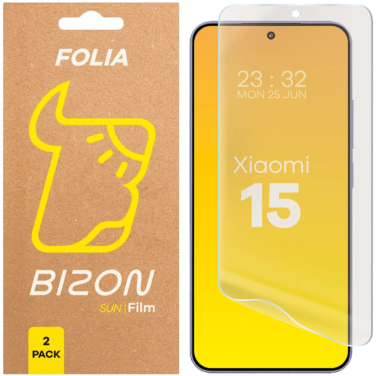 Matte Folie für Xiaomi 15, Bizon Glass Film Sun Duo, 2 Stück