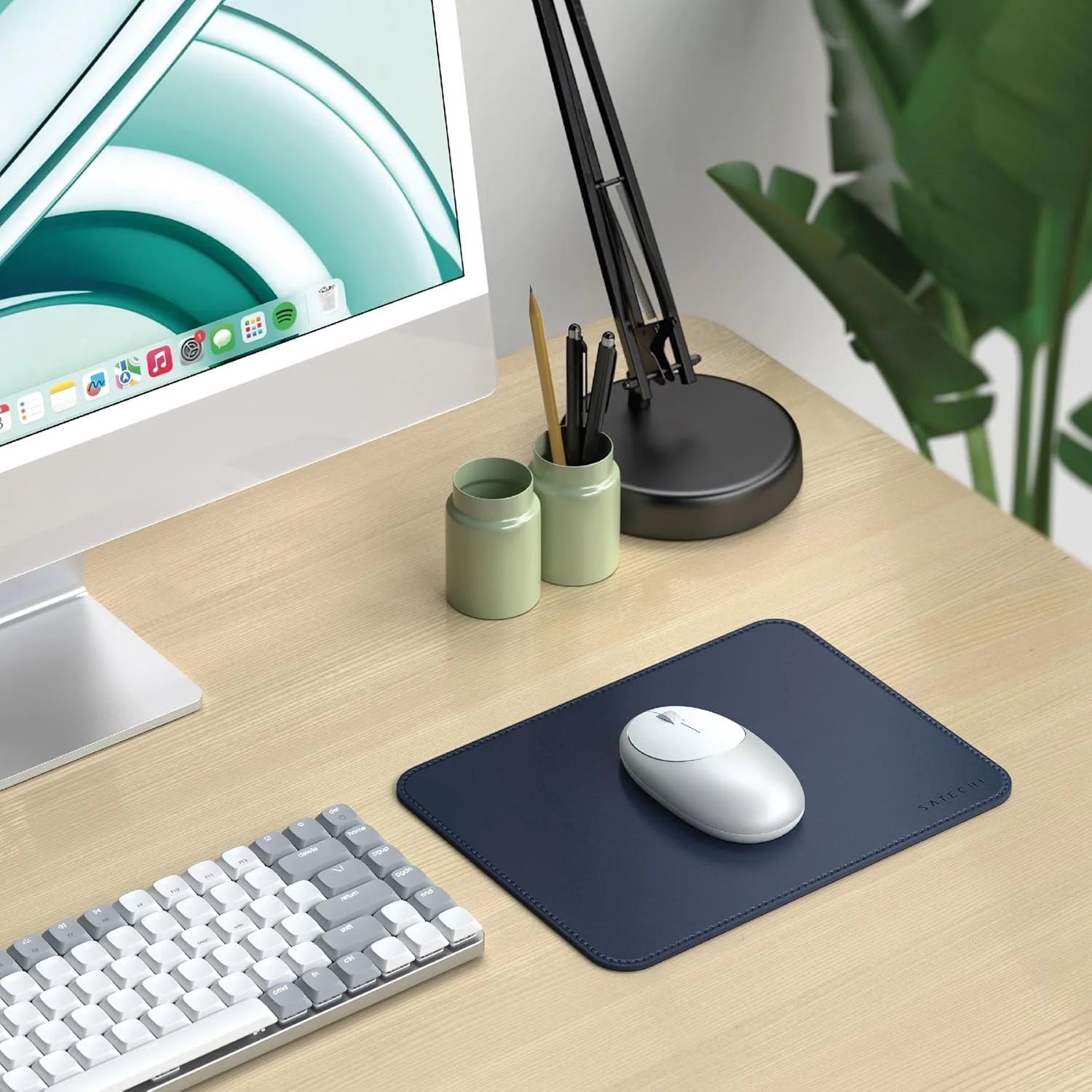 Mauspad aus veganem Leder für den Schreibtisch, Satechi Premium Mouse Pad, Blau - Image 8