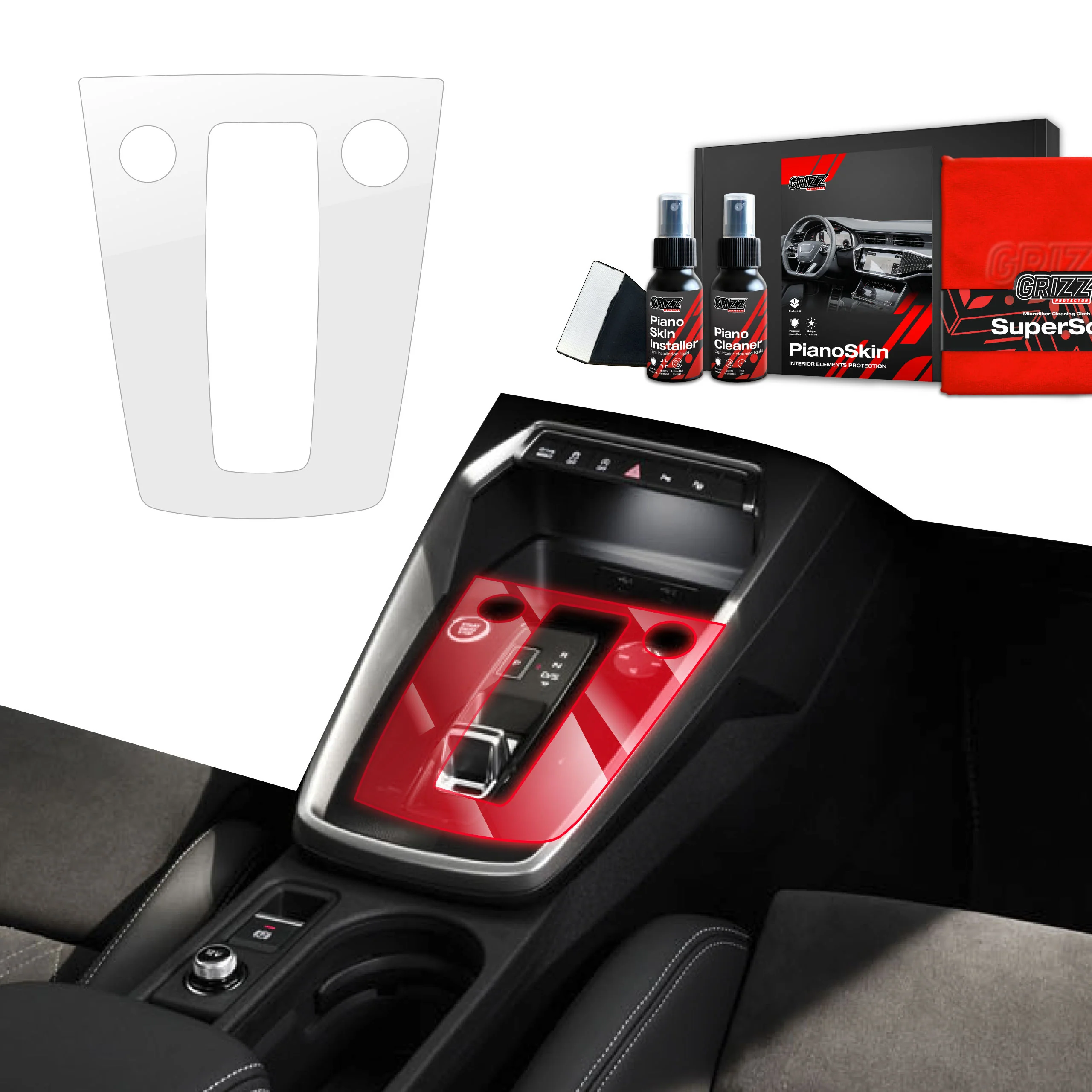 Mittelkonsole Schutzfolie Grizz Protector für Audi S3 8Y (2020-2025) Glanz