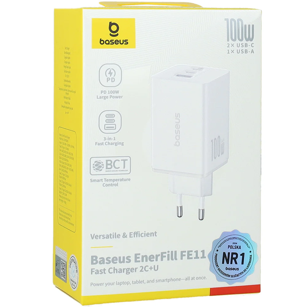 Netzladegerät 100W, 1x USB-A, 2x USB-C, Baseus EnerFill FE11, Weiß - Image 5