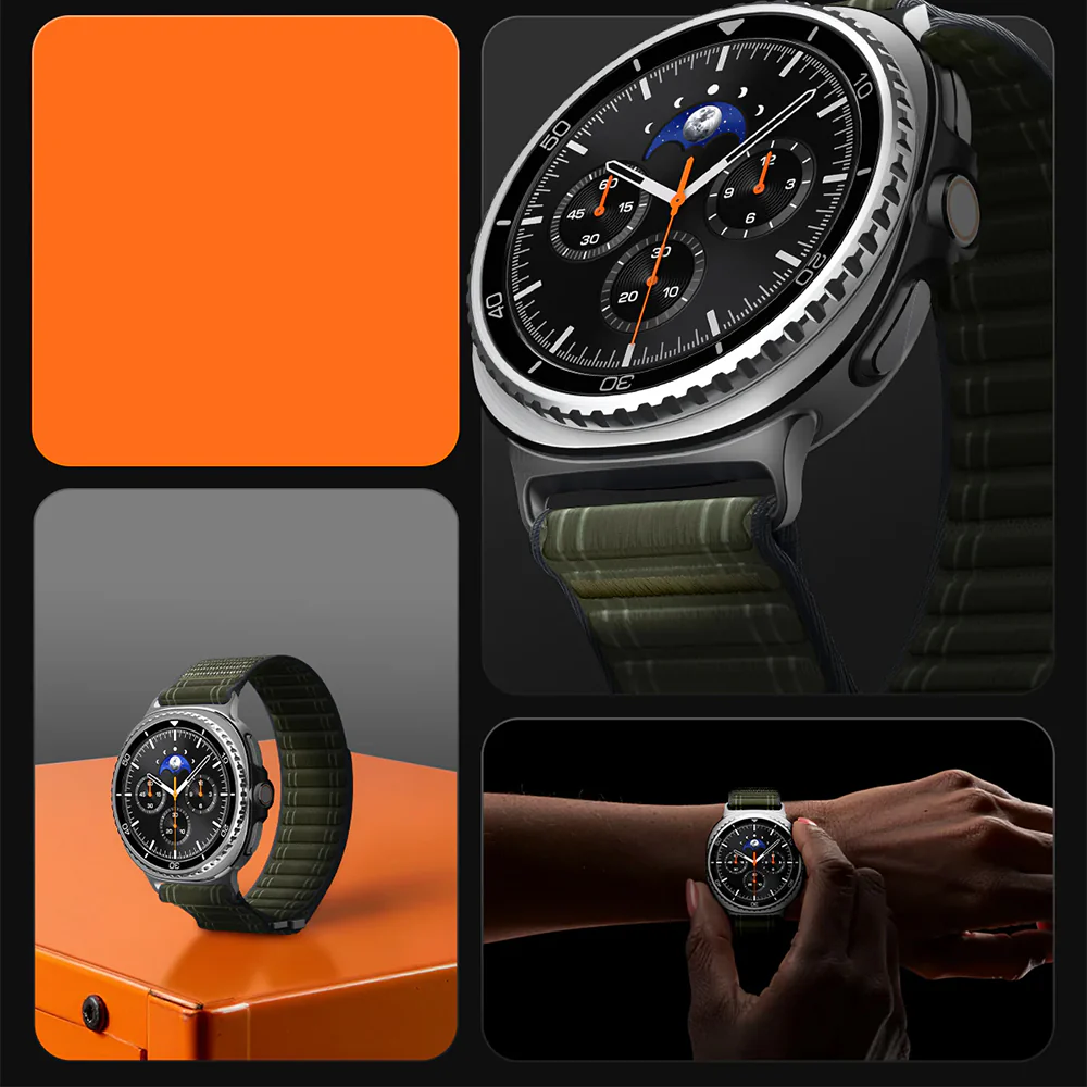 Nylon Armband für Galaxy Watch 8 / 8 Classic, Spigen WBF0, Dunkelgrün - Image 10