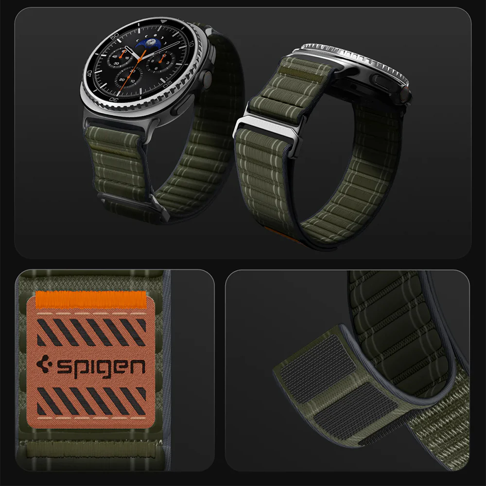 Nylon Armband für Galaxy Watch 8 / 8 Classic, Spigen WBF0, Dunkelgrün - Image 12
