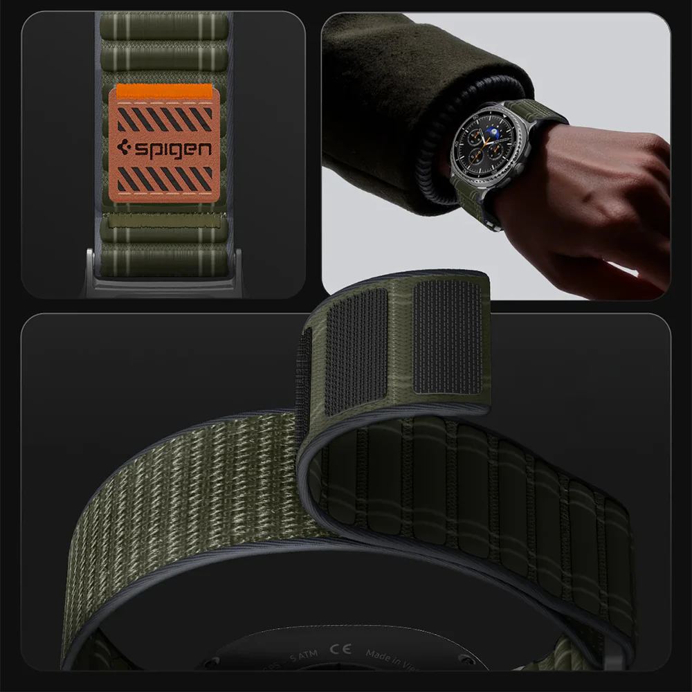 Nylon Armband für Galaxy Watch 8 / 8 Classic, Spigen WBF0, Dunkelgrün - Image 13