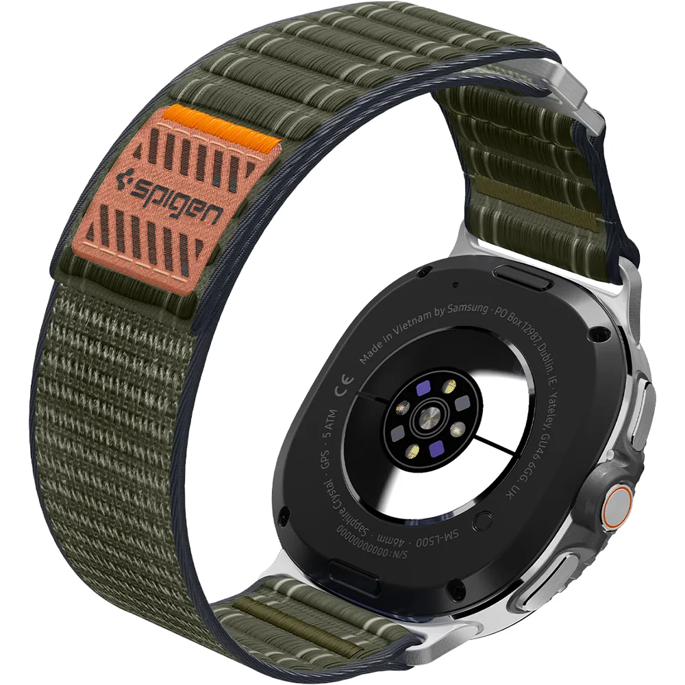 Nylon Armband für Galaxy Watch 8 / 8 Classic, Spigen WBF0, Dunkelgrün - Image 3