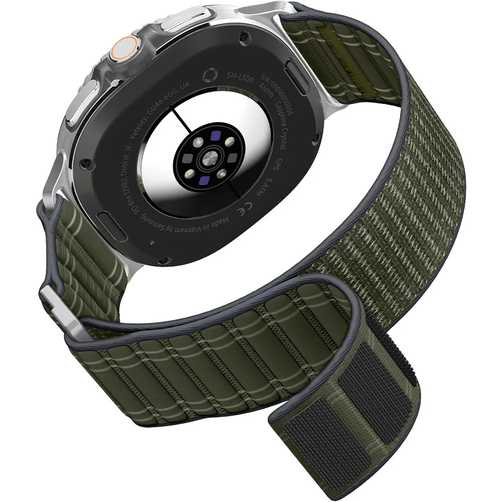 Nylon Armband für Galaxy Watch 8 / 8 Classic, Spigen WBF0, Dunkelgrün - Image 4