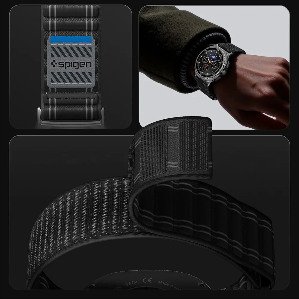 Nylon Armband für Galaxy Watch 8 / 8 Classic, Spigen WBF0, Schwarz - Image 14