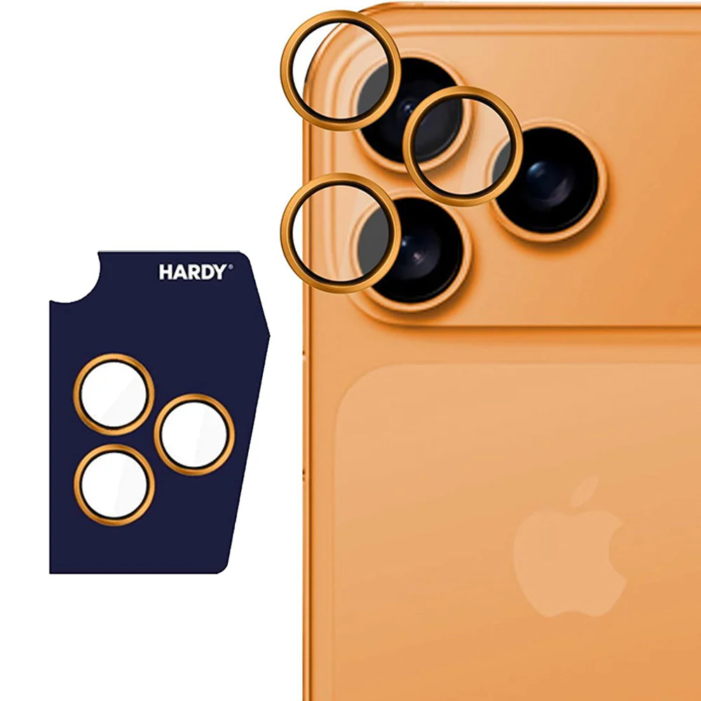 Objektivschutz für iPhone 17 Pro Max / 17 Pro, 3mk HARDY Lens Protection Pro, 1 Set, Orange